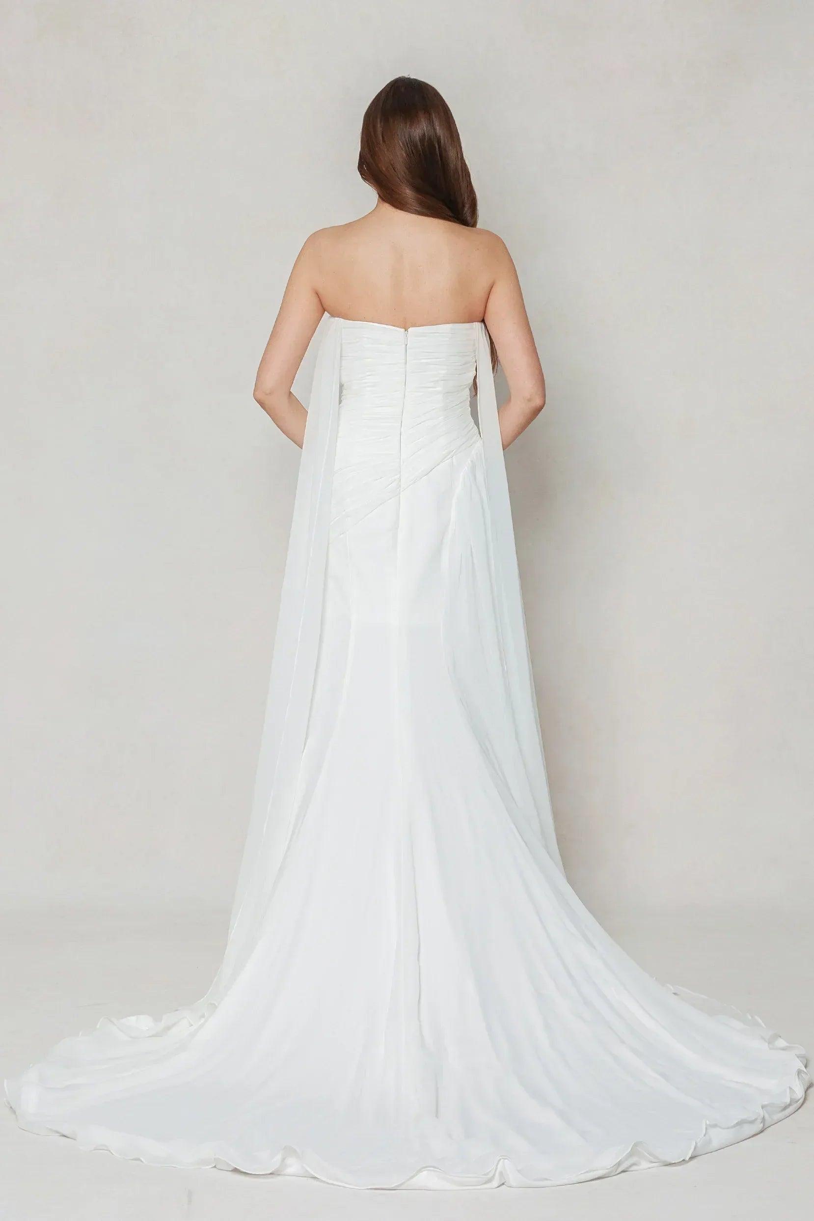 Sheath-Column Chapel Train Chiffon Wedding Dress CW3592