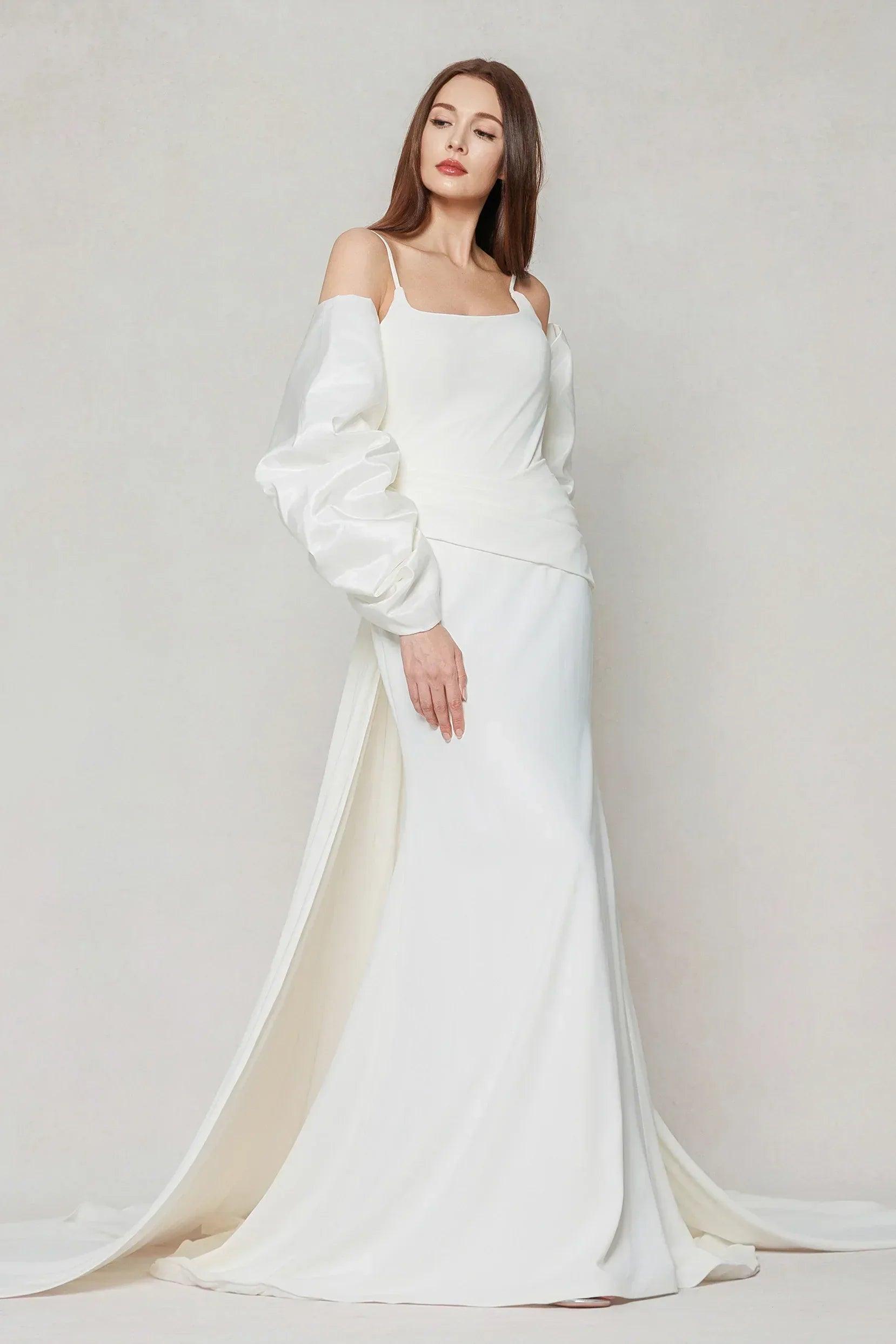 Trumpet-Mermaid Sweep-Brush Train Stretch Satin Wedding Dress CW3594