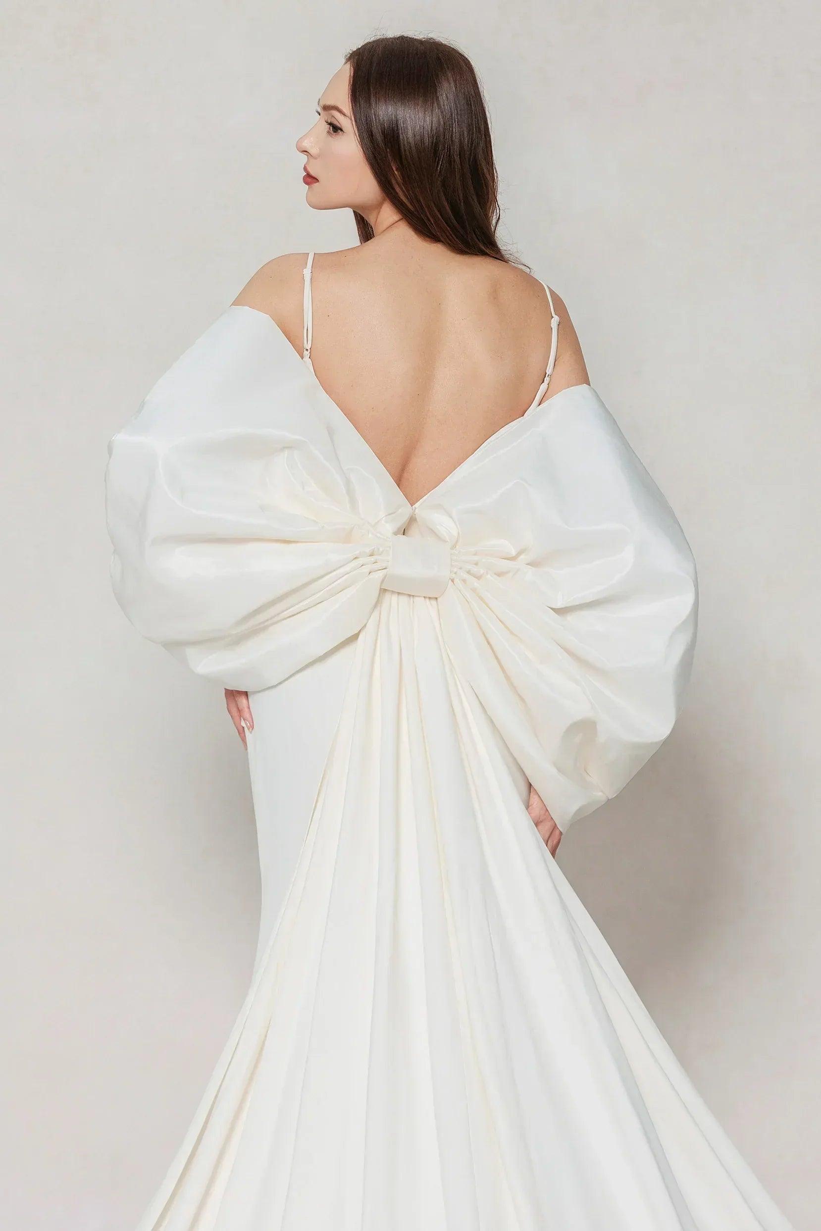 Trumpet-Mermaid Sweep-Brush Train Stretch Satin Wedding Dress CW3594