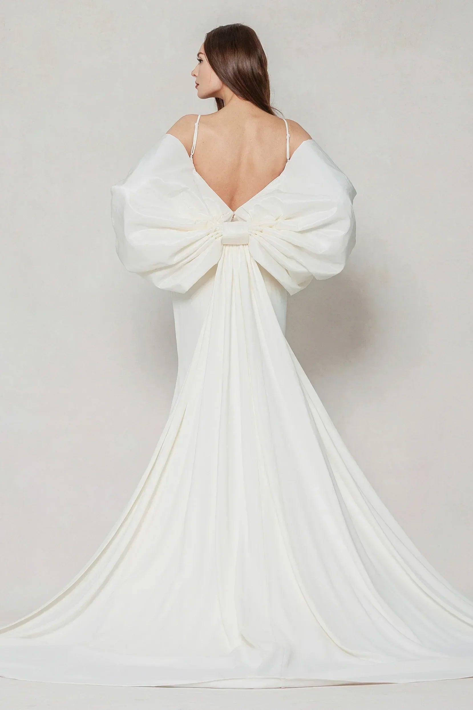 Trumpet-Mermaid Sweep-Brush Train Stretch Satin Wedding Dress CW3594