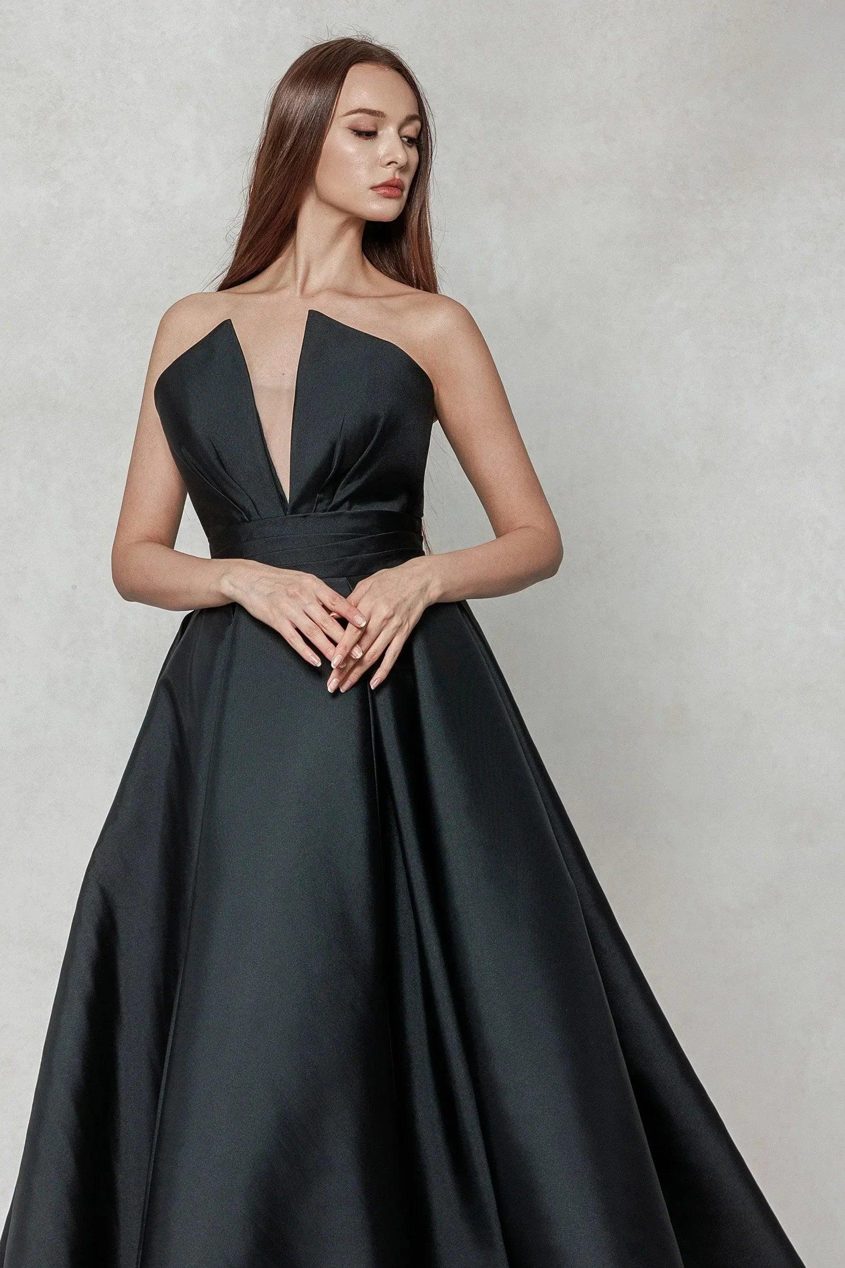 A-Line Court Train Mikado Wedding Dress CW3596