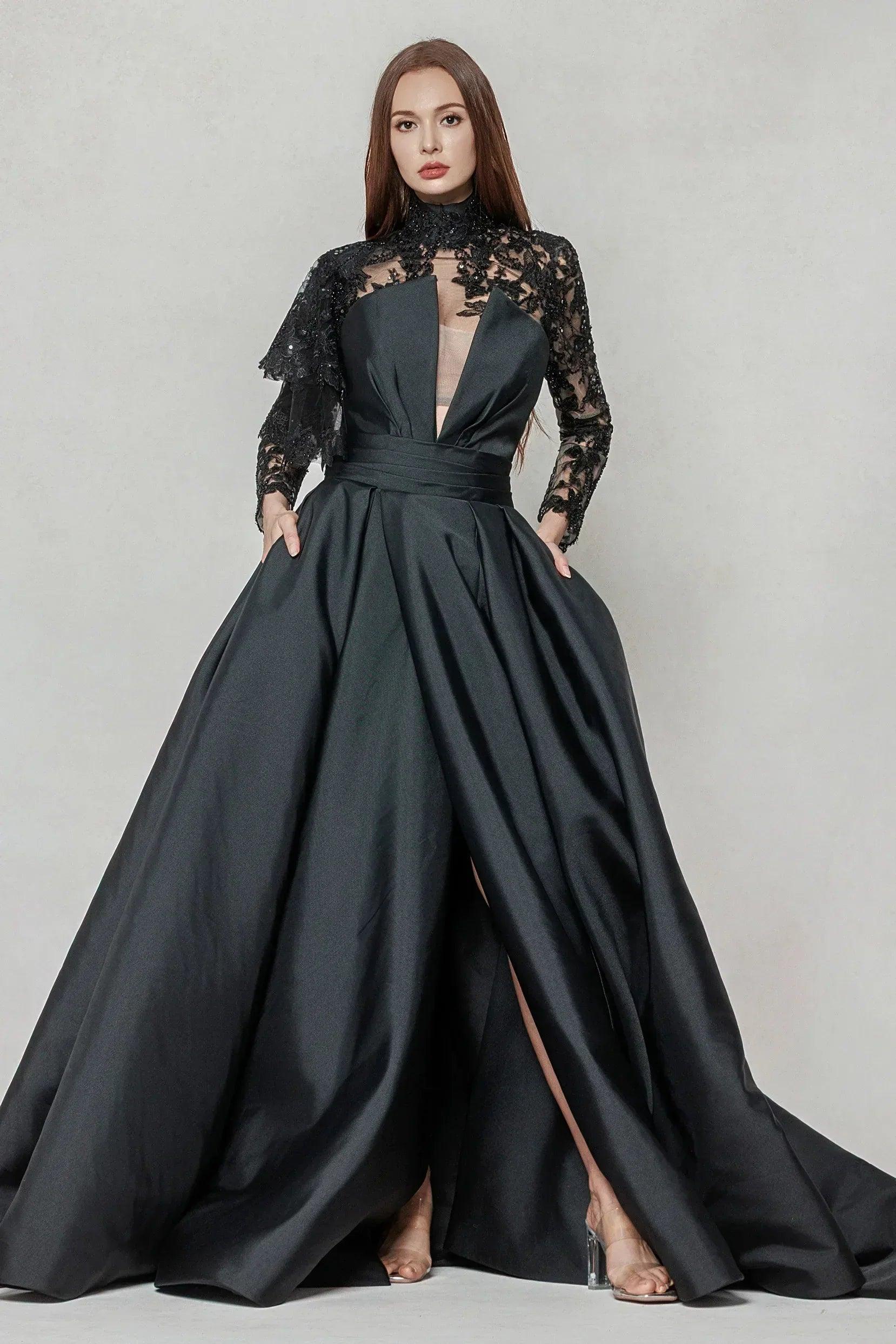 A-Line Court Train Mikado Wedding Dress CW3596