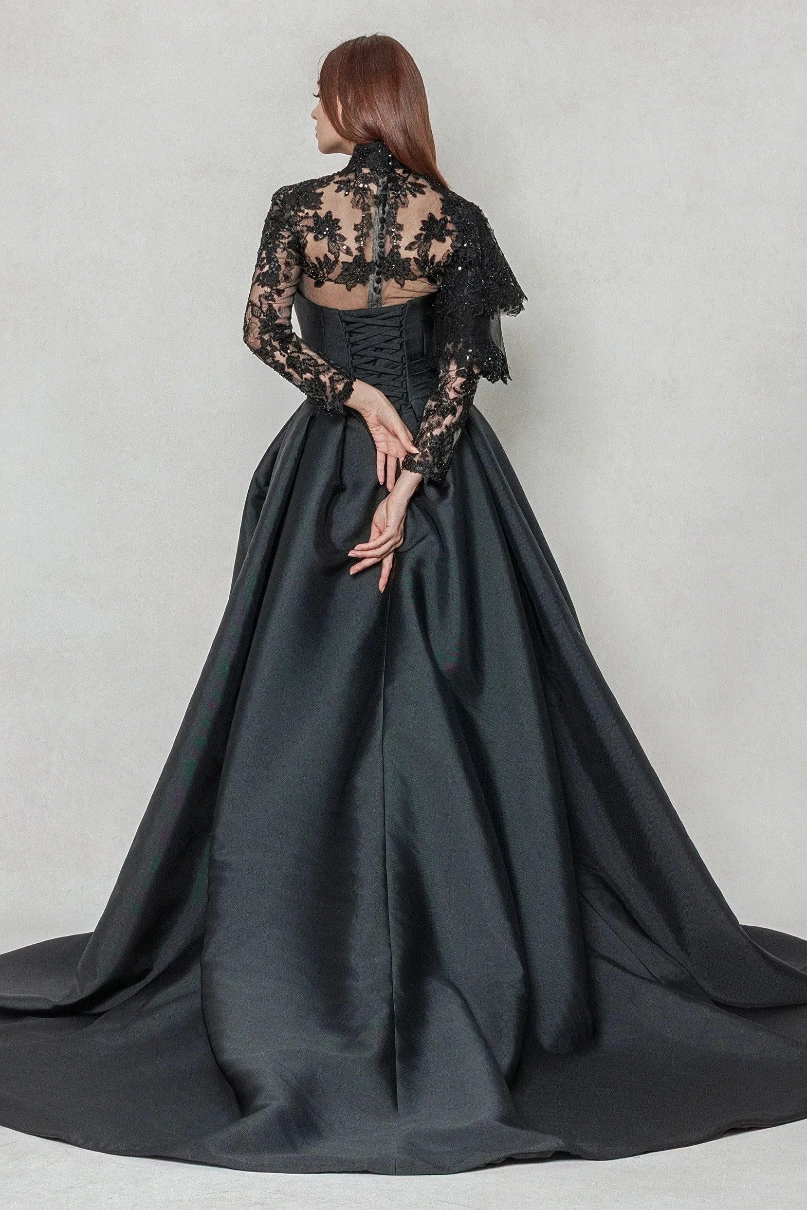 A-Line Court Train Mikado Wedding Dress CW3596