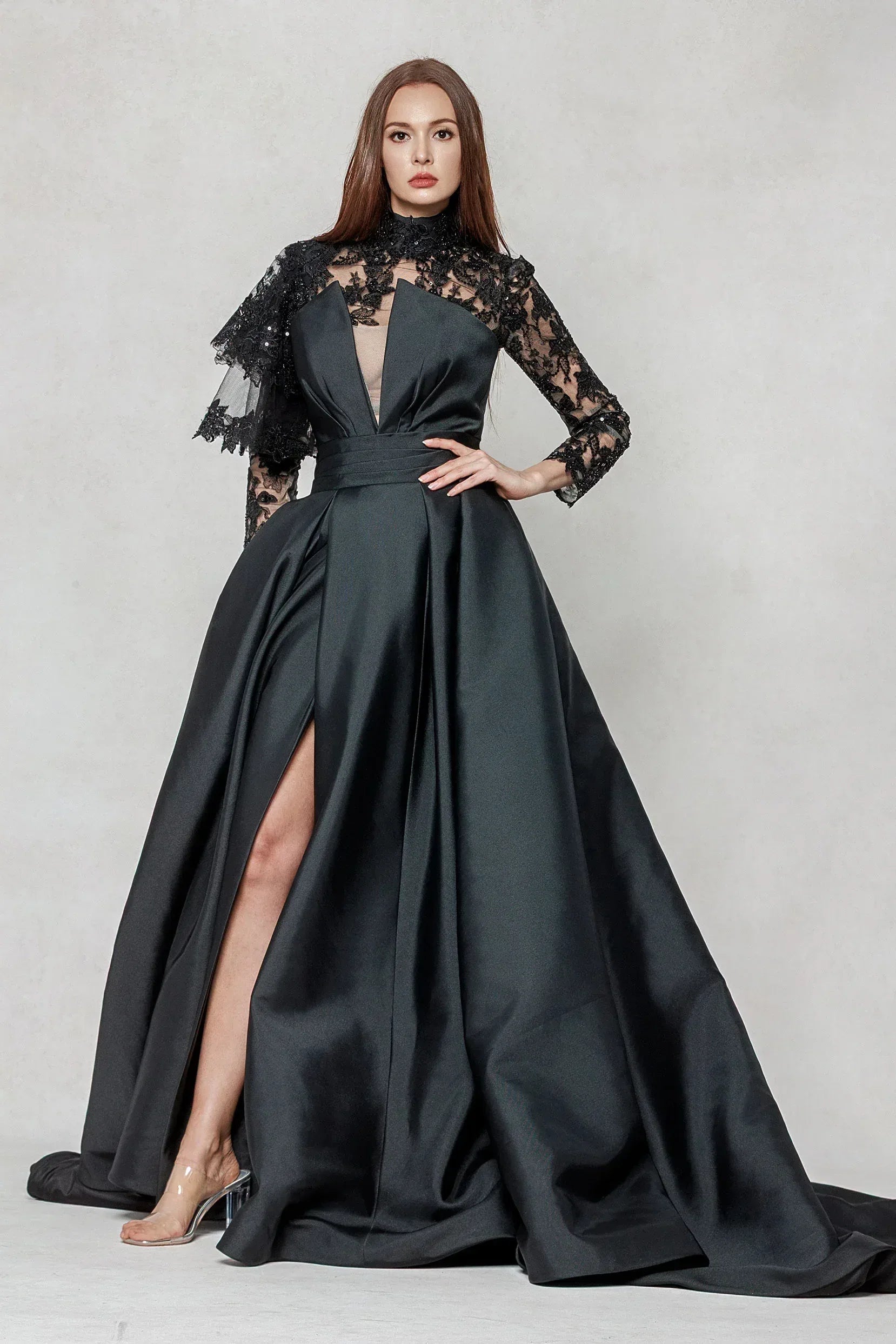 A-Line Court Train Mikado Wedding Dress CW3596