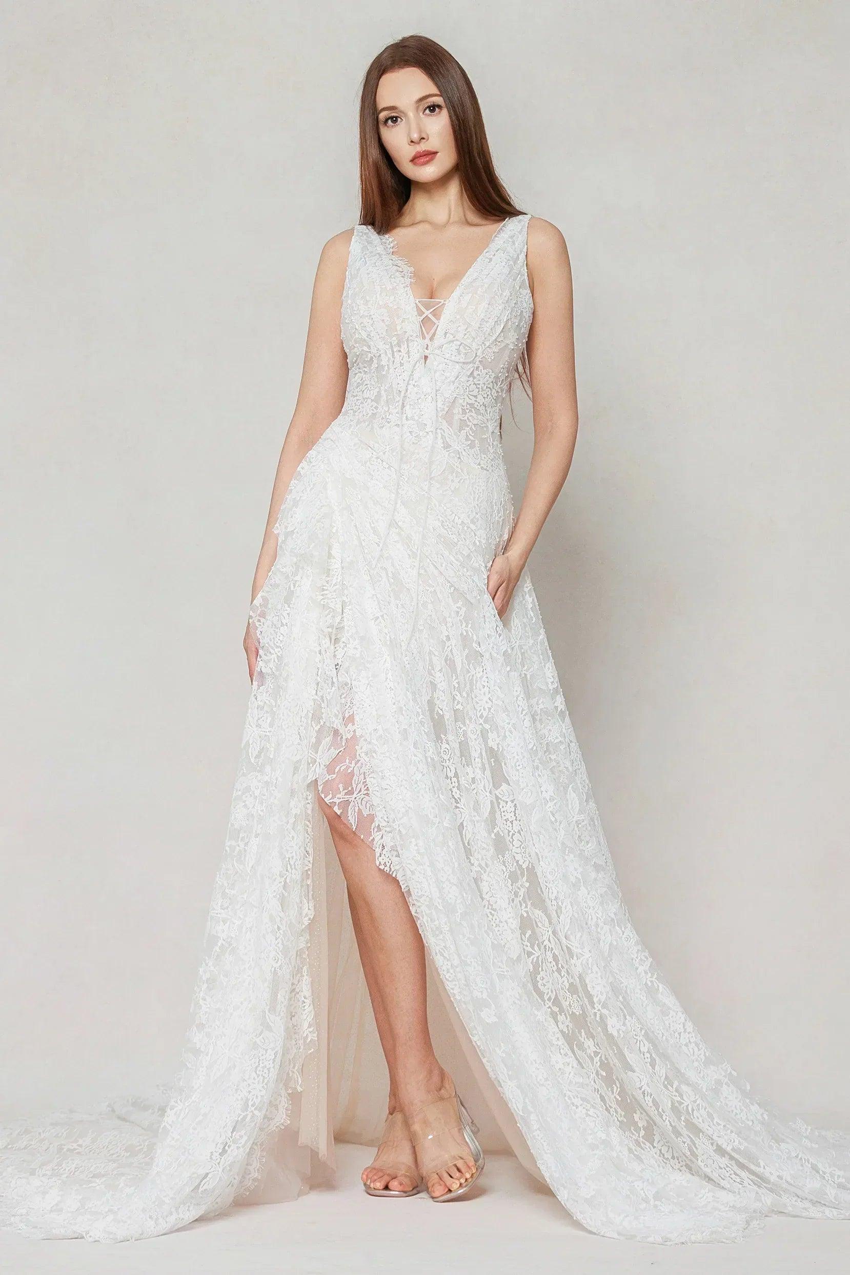 A-Line Court Train Lace Wedding Dress CW3597