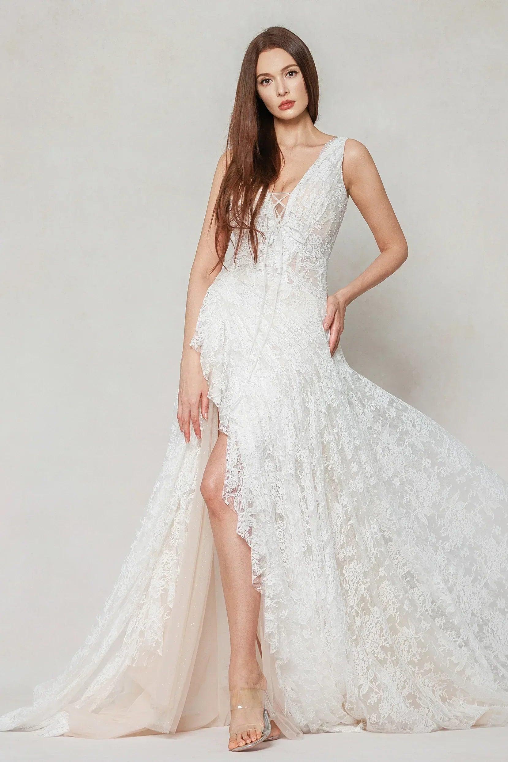 A-Line Court Train Lace Wedding Dress CW3597