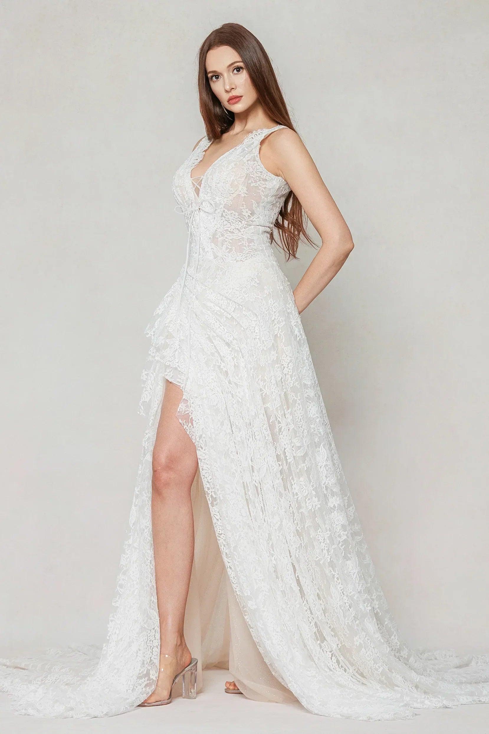 A-Line Court Train Lace Wedding Dress CW3597