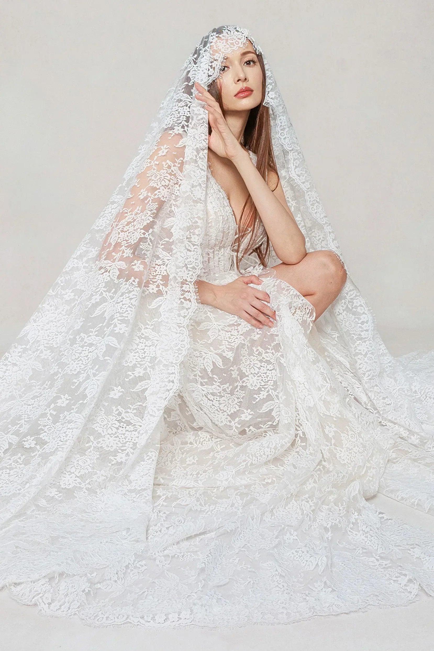 A-Line Court Train Lace Wedding Dress CW3597