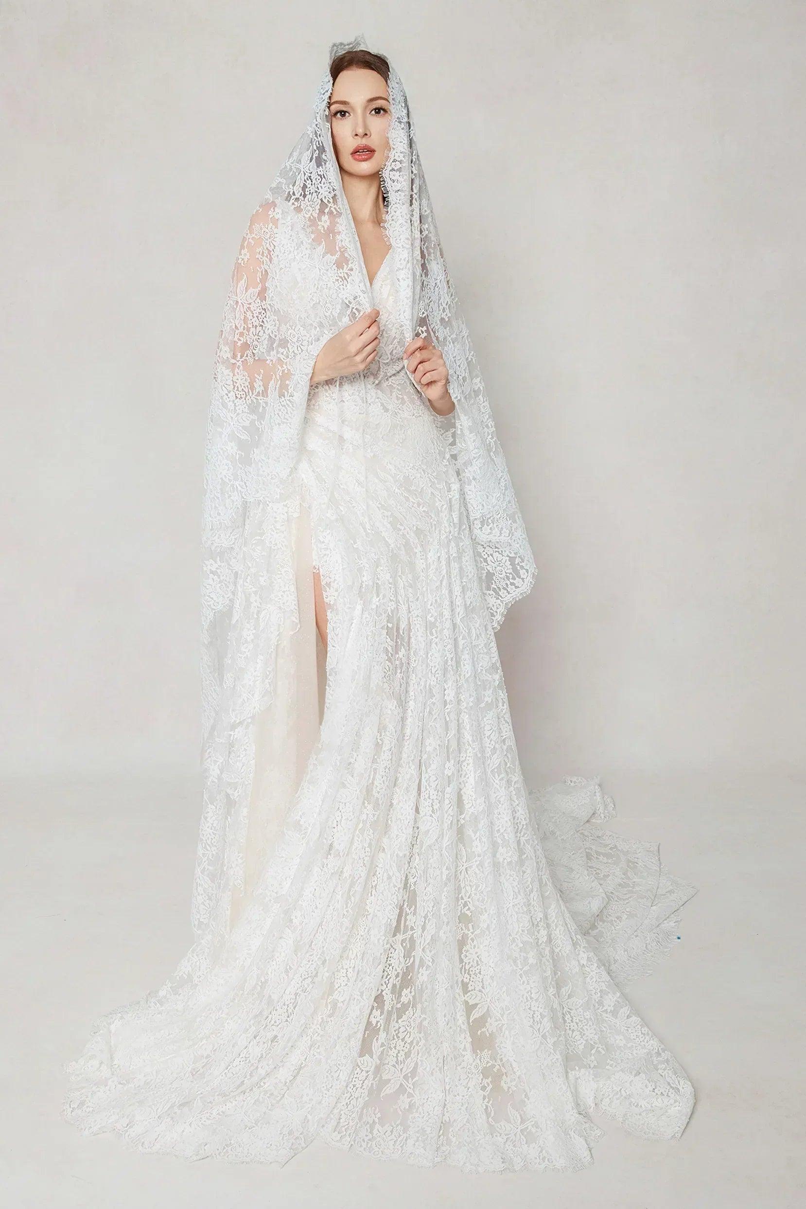 A-Line Court Train Lace Wedding Dress CW3597