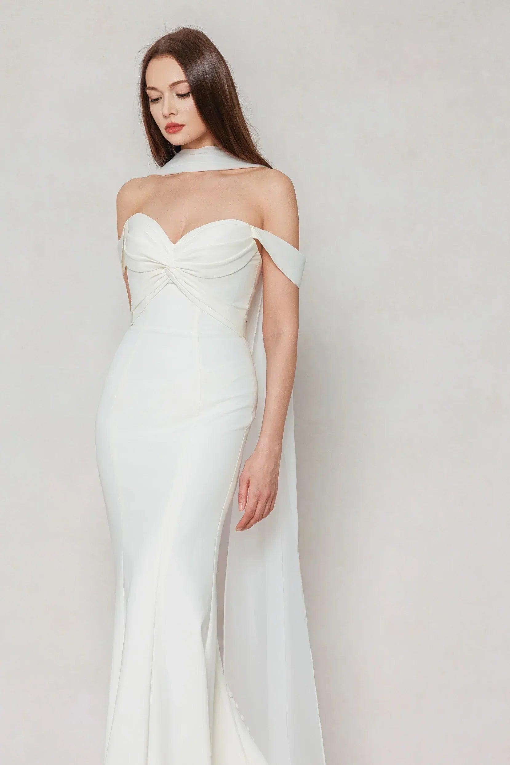 Trumpet-Mermaid Court Train Stretch Satin Wedding Dress CW3600