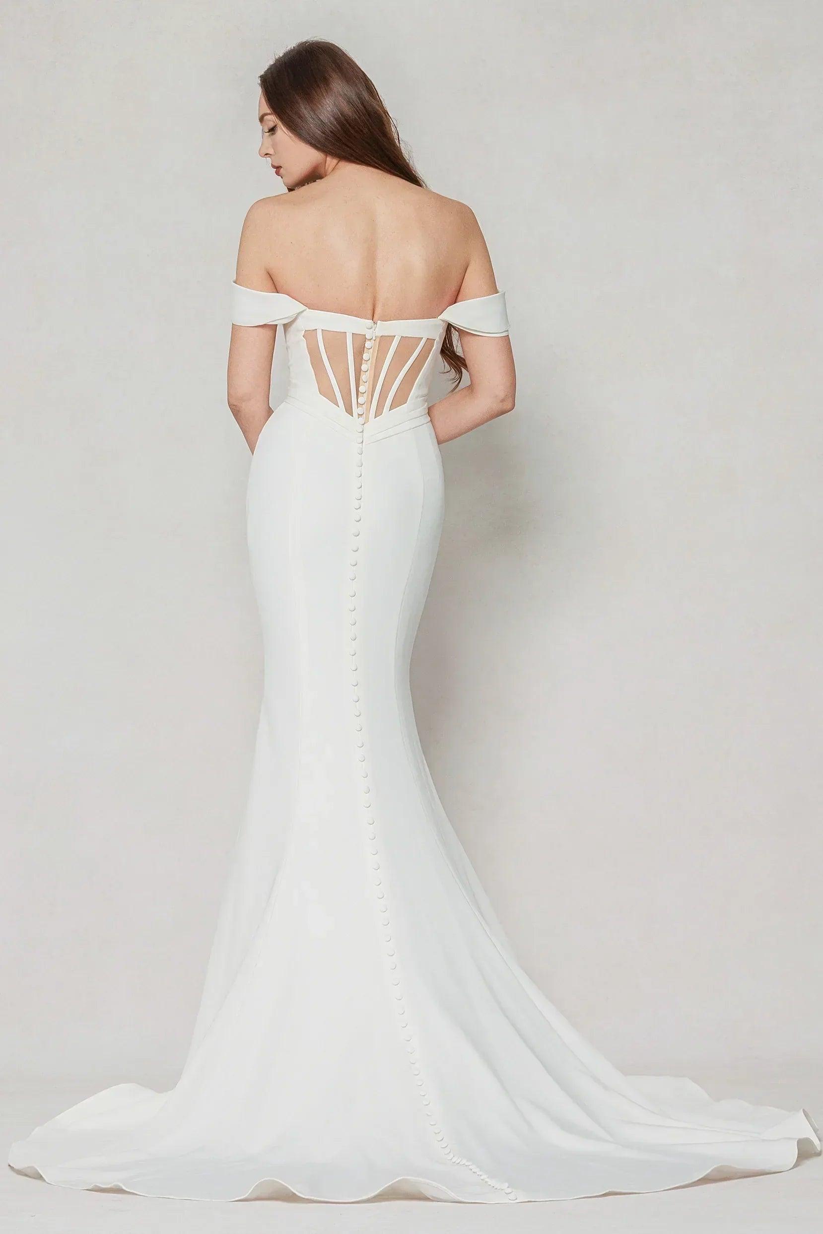 Trumpet-Mermaid Court Train Stretch Satin Wedding Dress CW3600