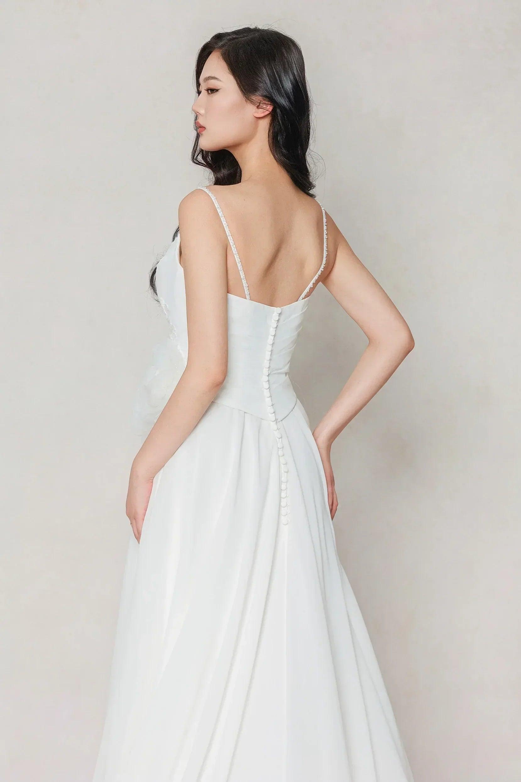 A-Line Court Train Chiffon Wedding Dress CW3601