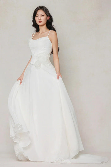 A-Line Court Train Chiffon Wedding Dress CW3601