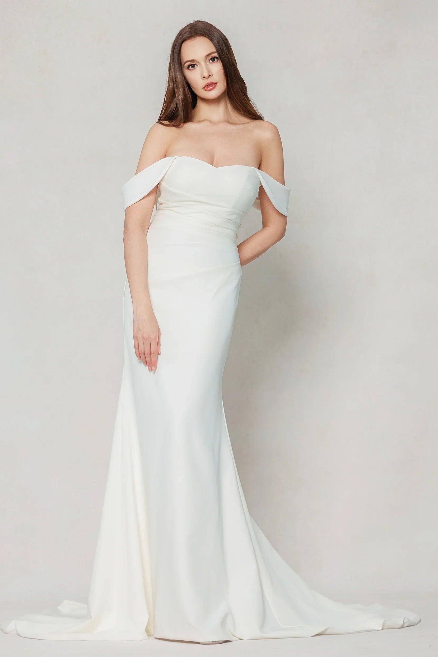 Trumpet-Mermaid Court Train Stretch Satin Wedding Dress CW3604