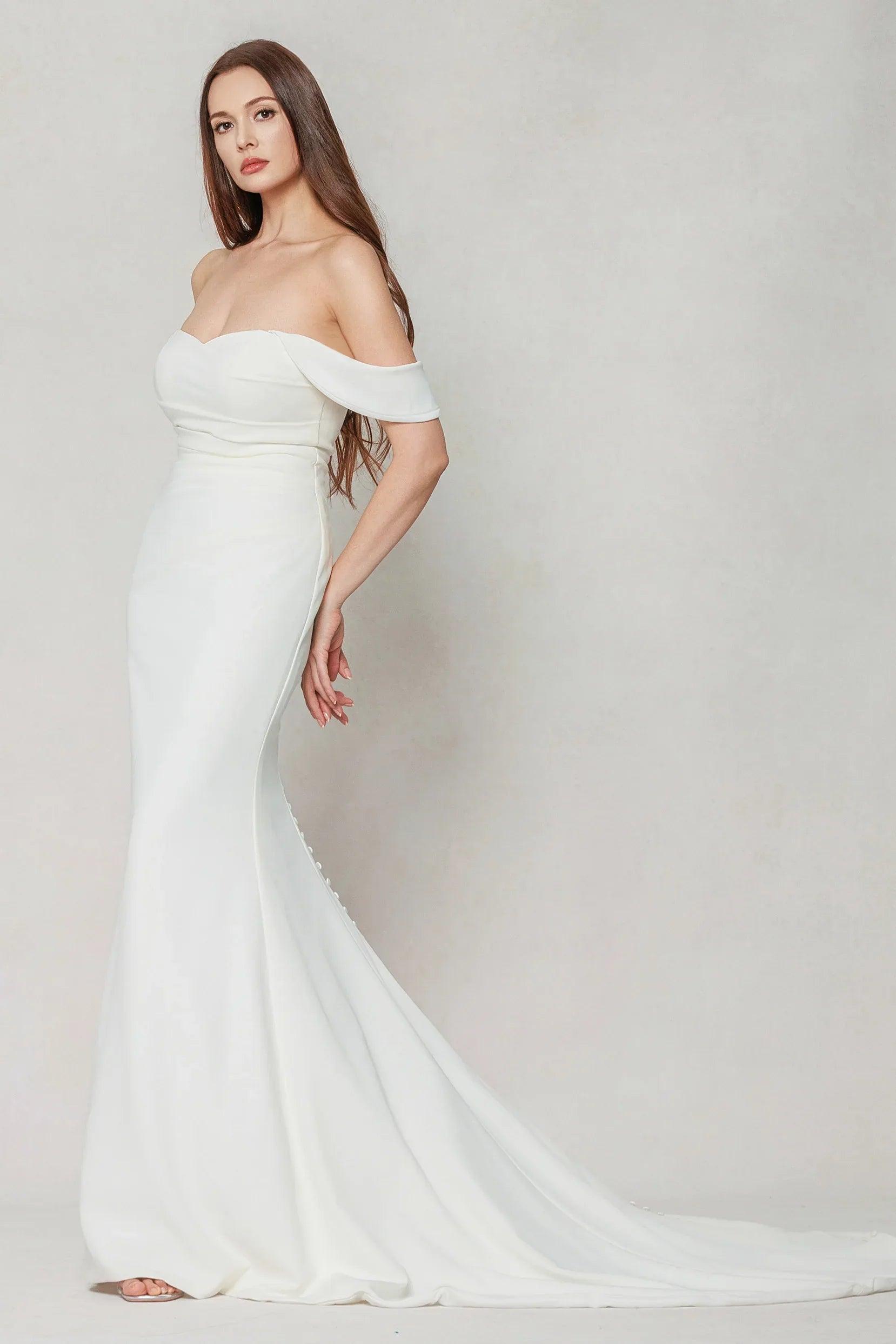 Trumpet-Mermaid Court Train Stretch Satin Wedding Dress CW3604
