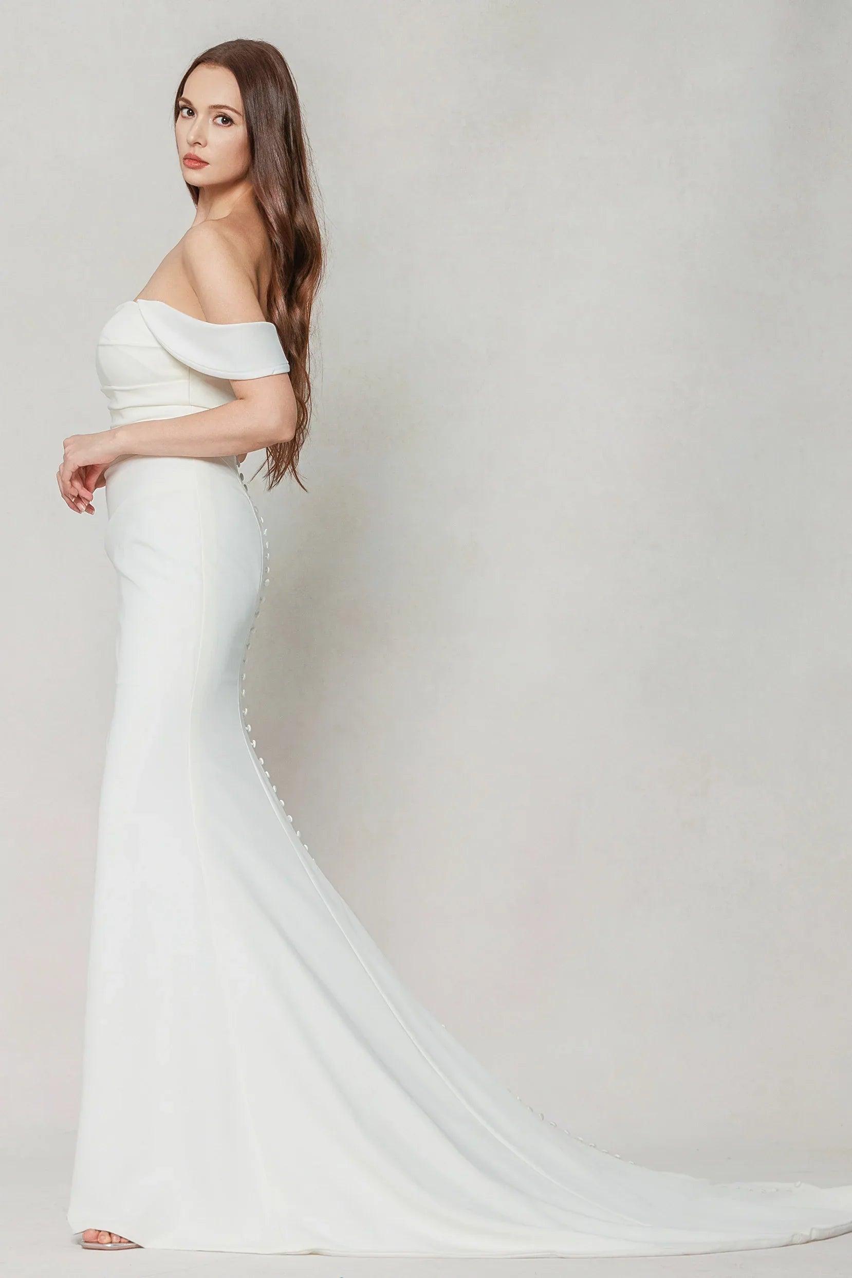 Trumpet-Mermaid Court Train Stretch Satin Wedding Dress CW3604
