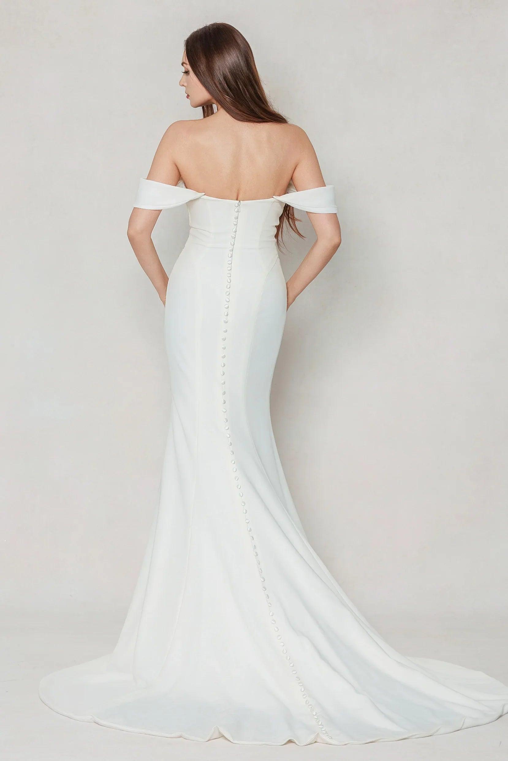 Trumpet-Mermaid Court Train Stretch Satin Wedding Dress CW3604