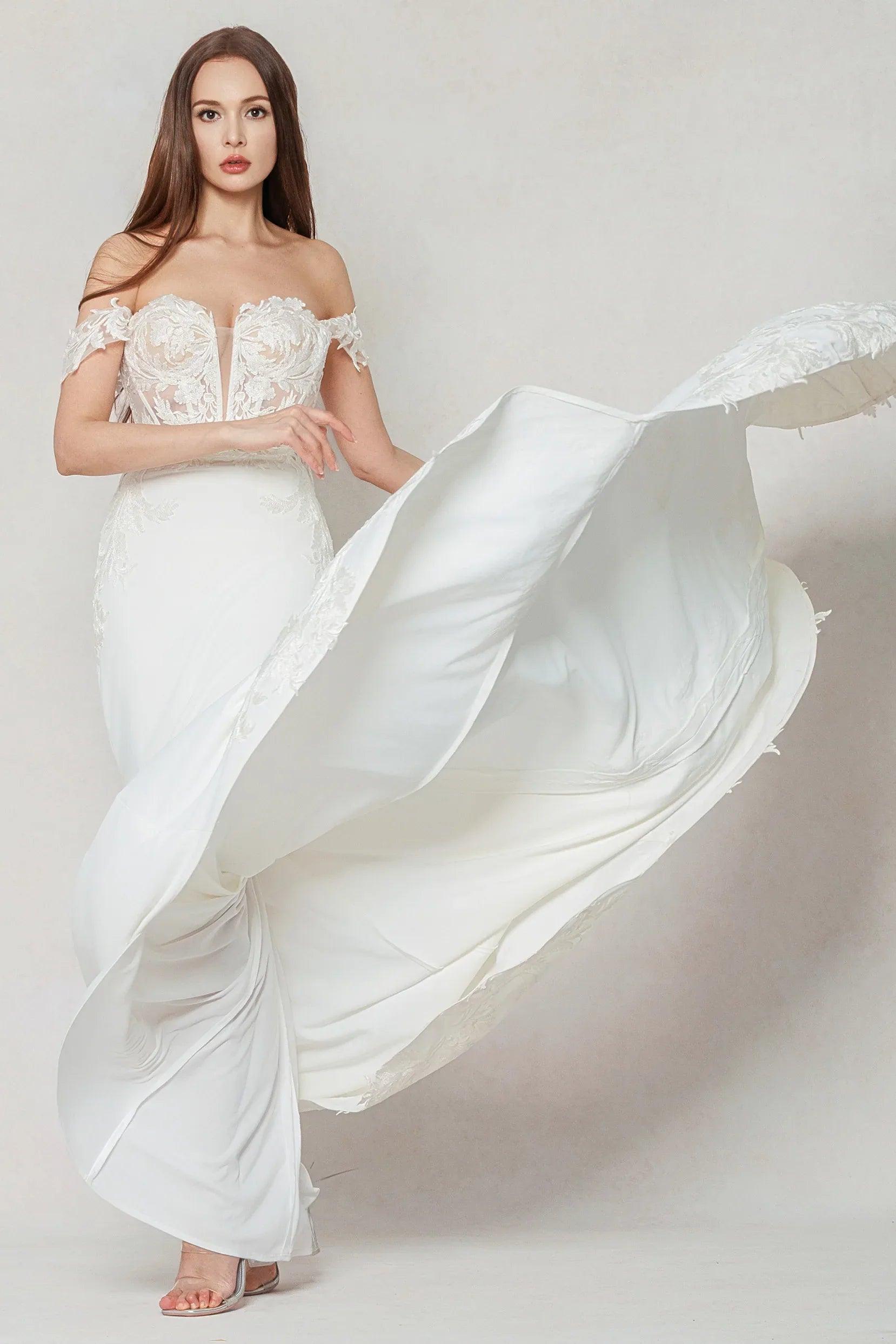 Trumpet-Mermaid Chapel Train Stretch Satin Wedding Dress CW3606