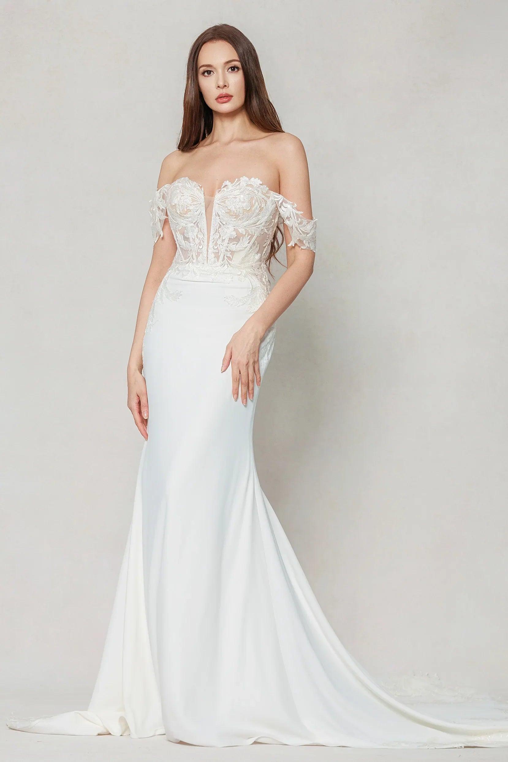 Trumpet-Mermaid Chapel Train Stretch Satin Wedding Dress CW3606
