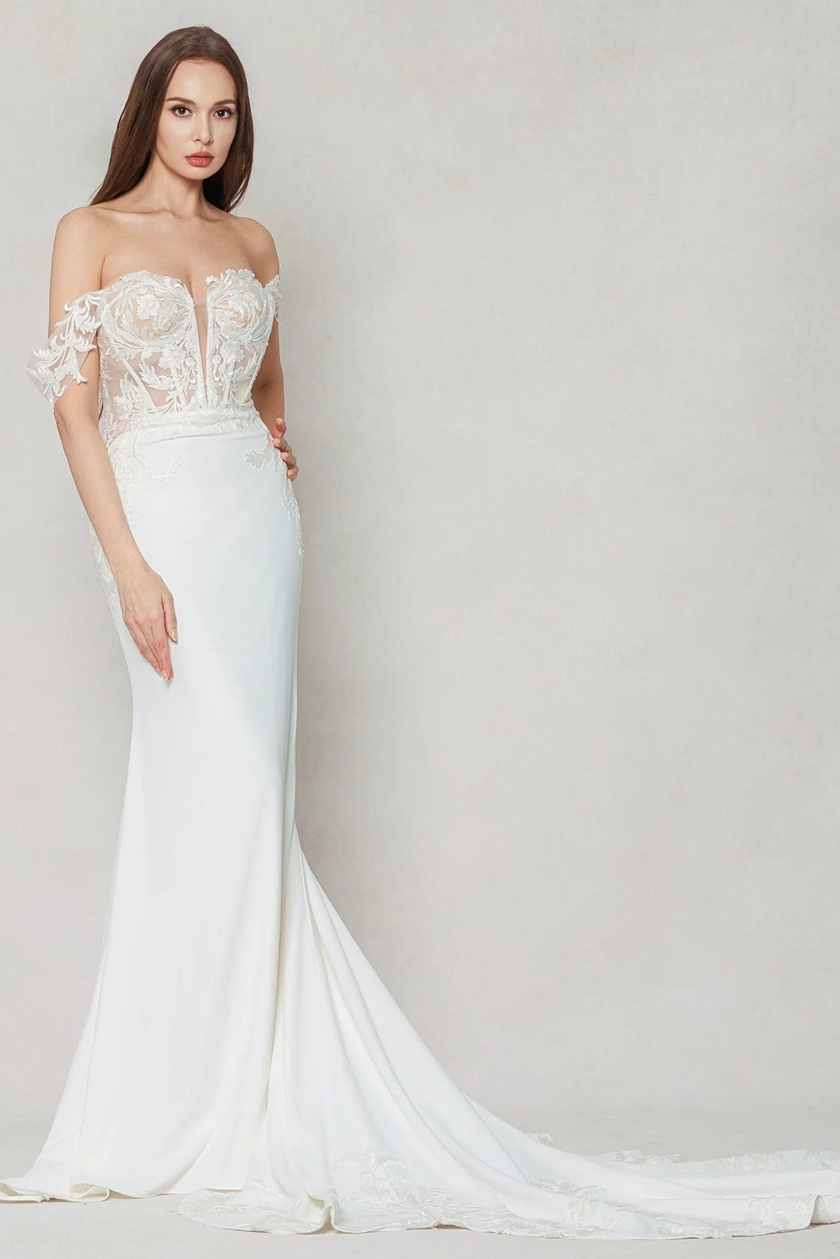 Trumpet-Mermaid Chapel Train Stretch Satin Wedding Dress CW3606