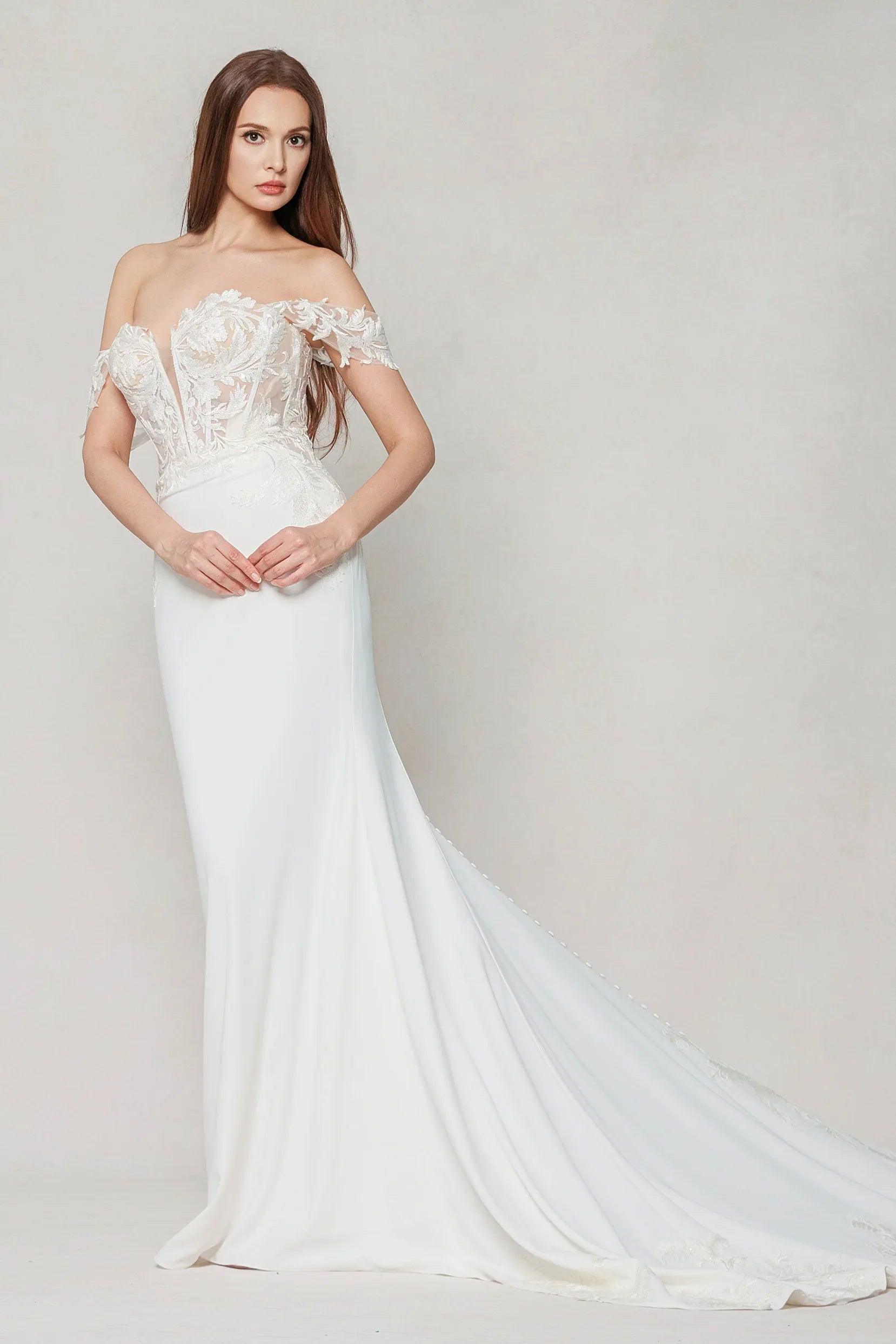 Trumpet-Mermaid Chapel Train Stretch Satin Wedding Dress CW3606