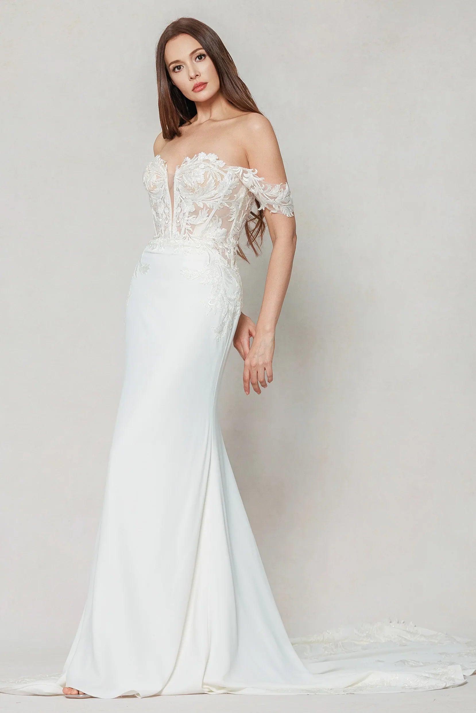 Trumpet-Mermaid Chapel Train Stretch Satin Wedding Dress CW3606