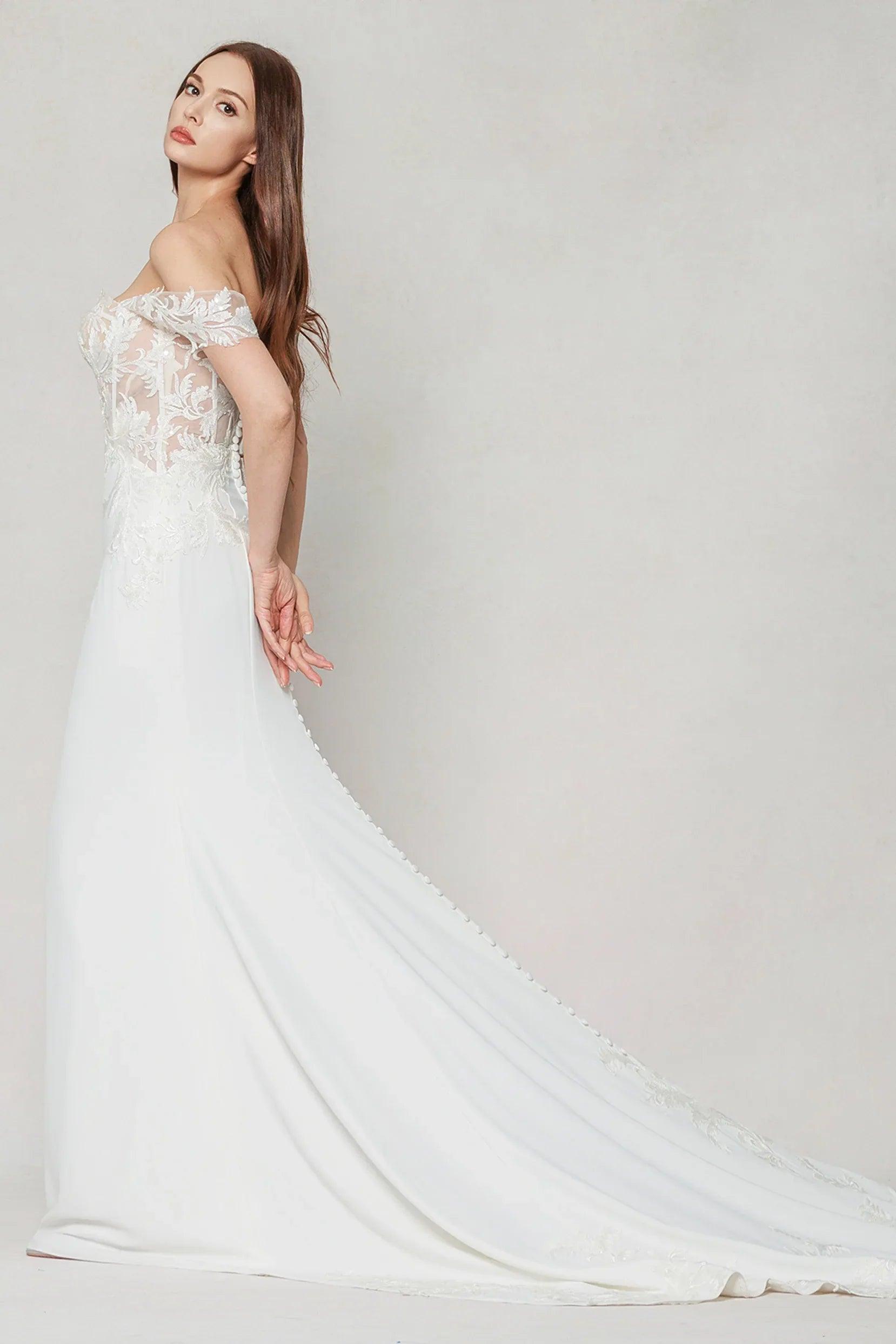 Trumpet-Mermaid Chapel Train Stretch Satin Wedding Dress CW3606