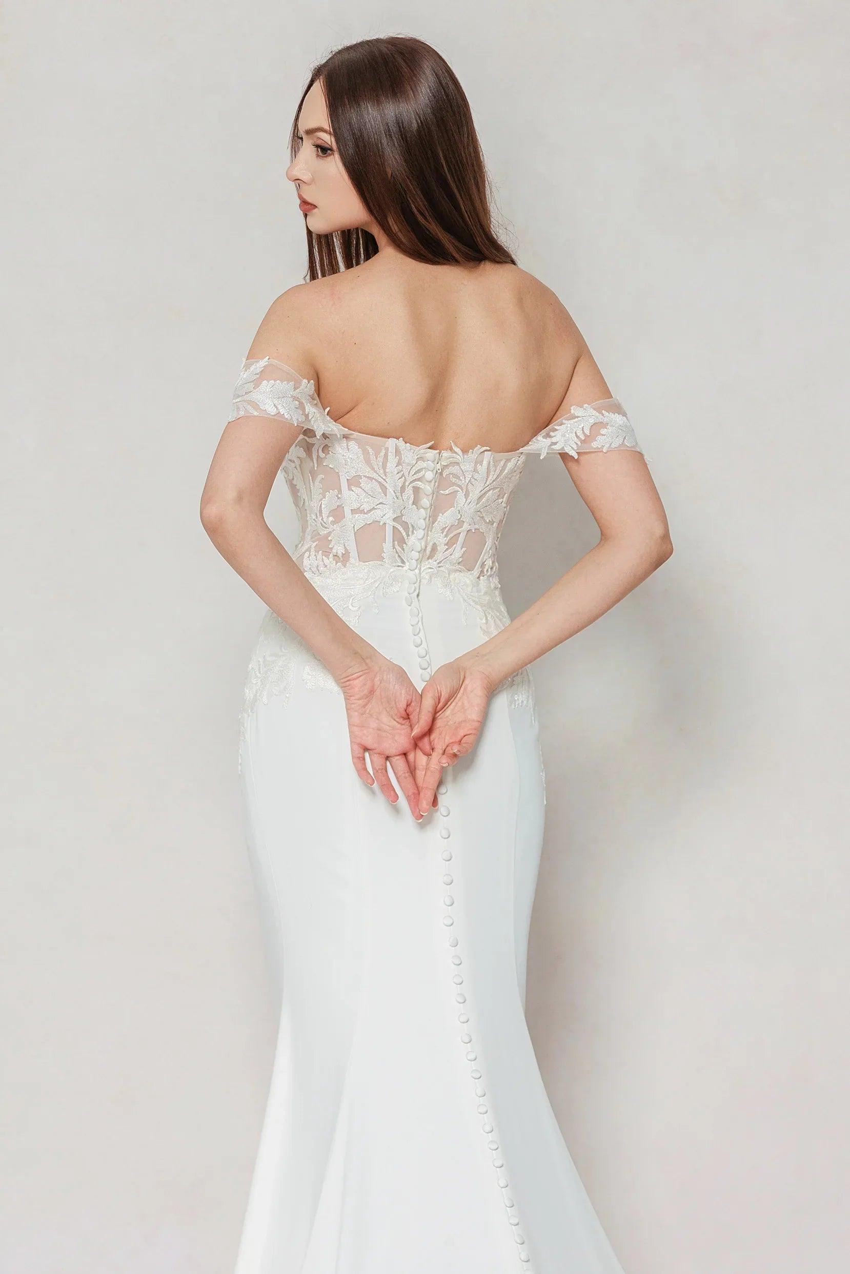 Trumpet-Mermaid Chapel Train Stretch Satin Wedding Dress CW3606