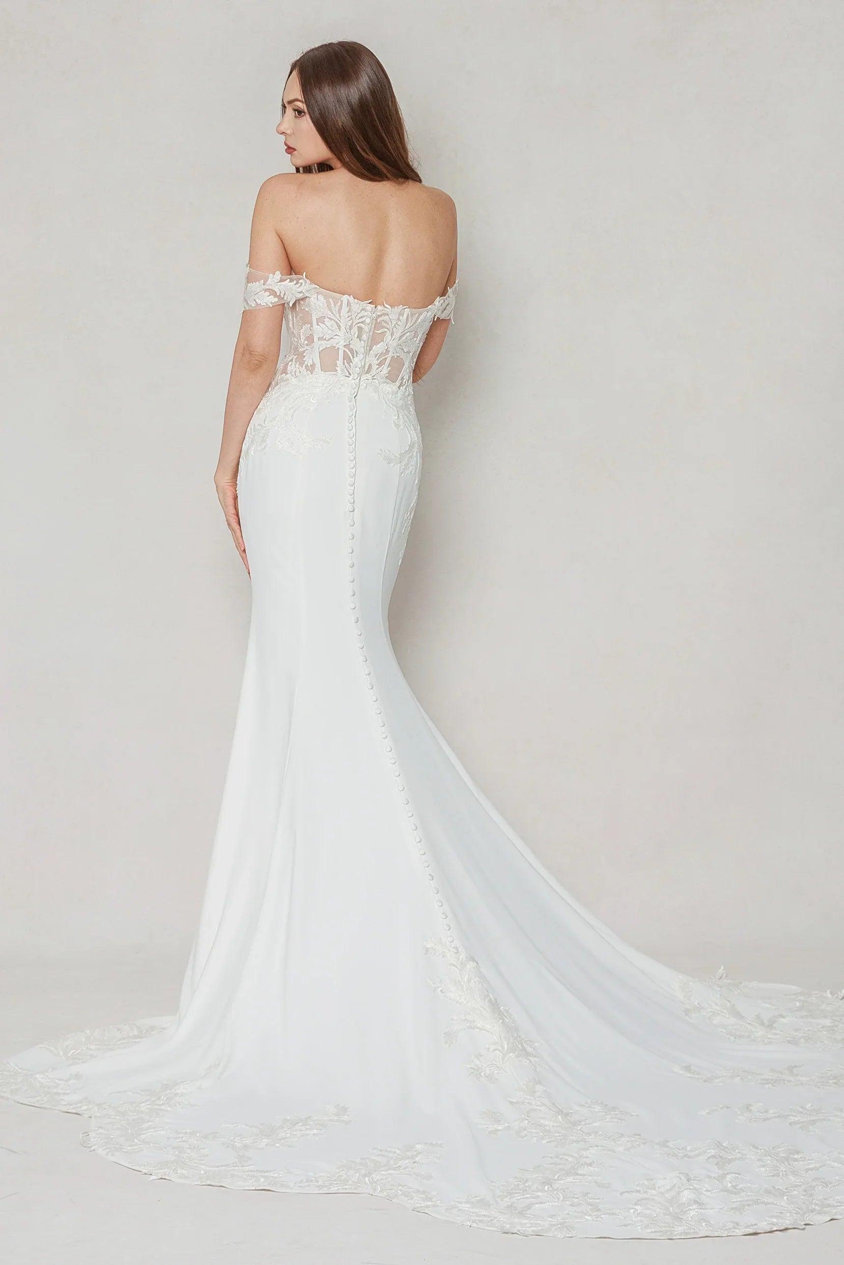 Trumpet-Mermaid Chapel Train Stretch Satin Wedding Dress CW3606