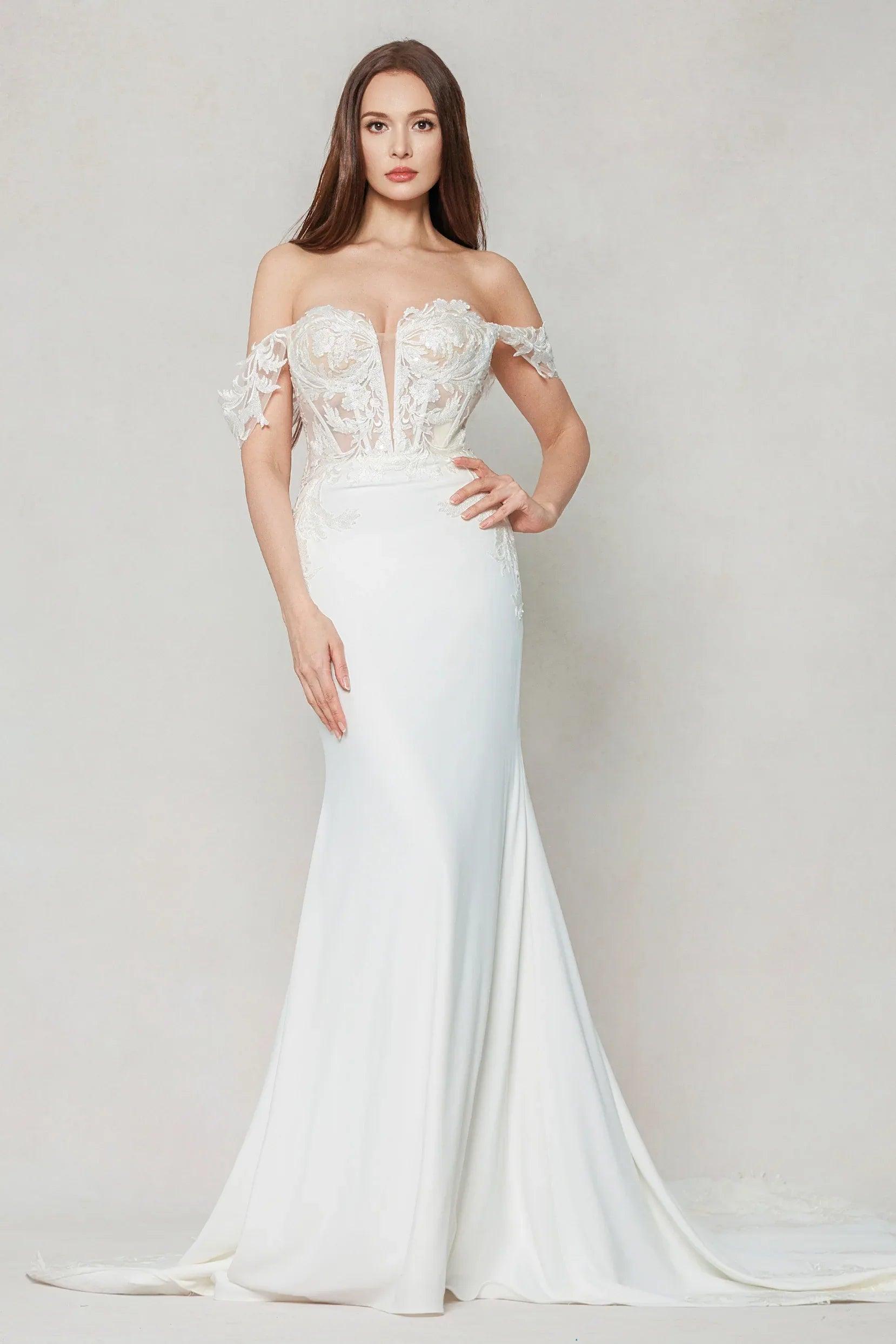 Trumpet-Mermaid Chapel Train Stretch Satin Wedding Dress CW3606
