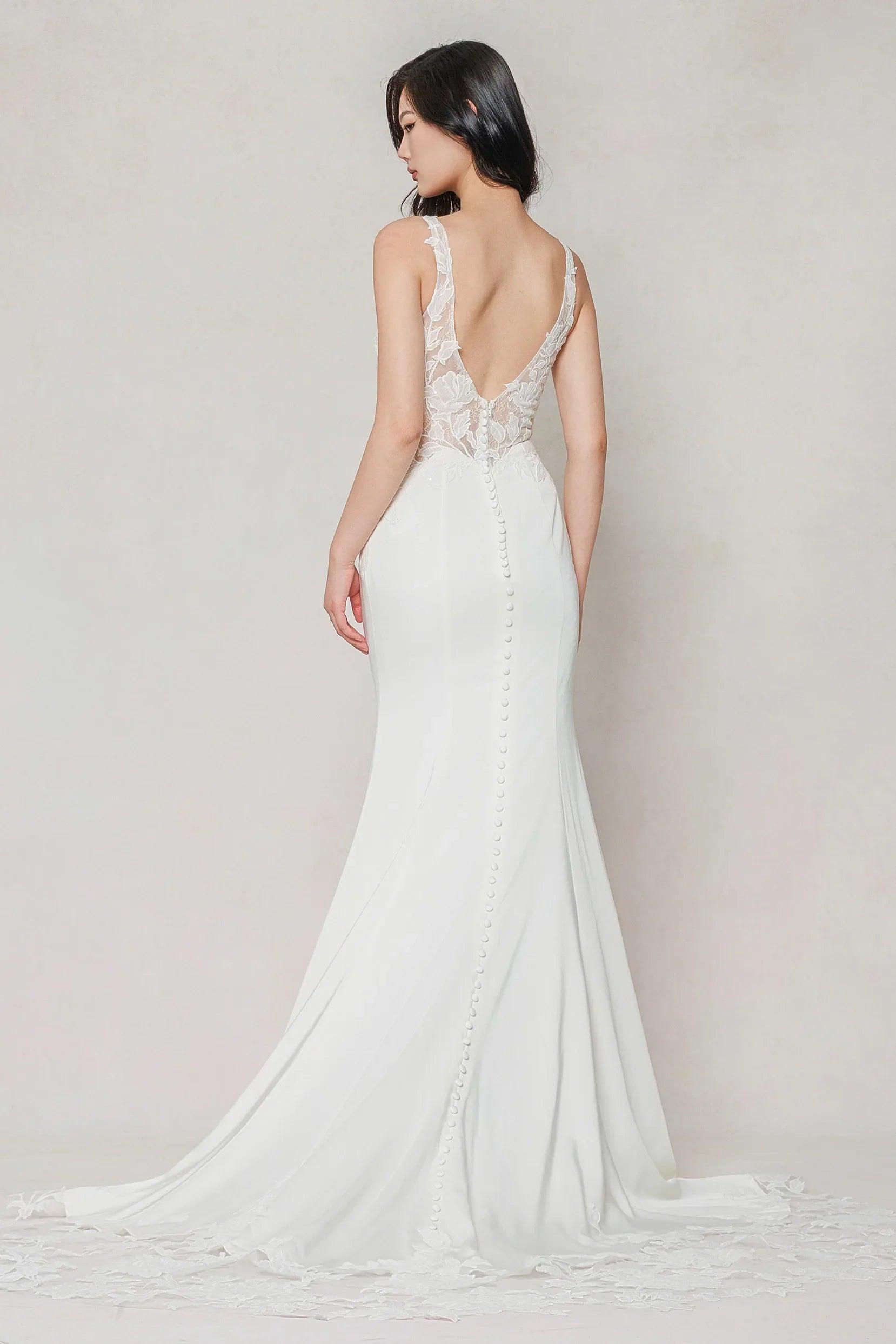 Trumpet-Mermaid Chapel Train Stretch Satin Wedding Dress CW3607