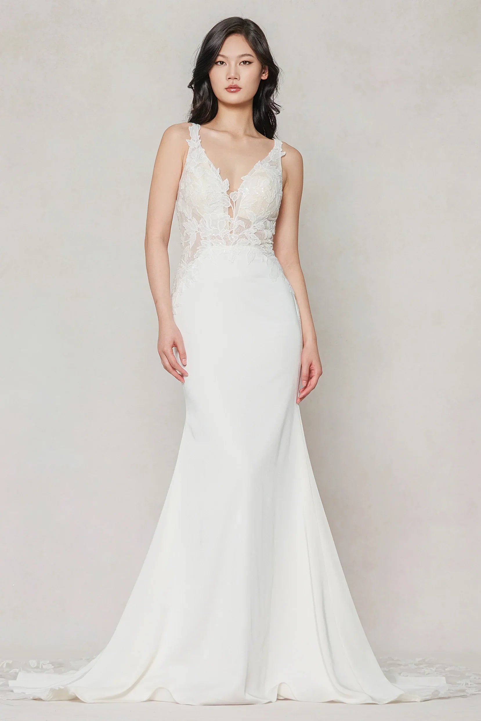 Trumpet-Mermaid Chapel Train Stretch Satin Wedding Dress CW3607