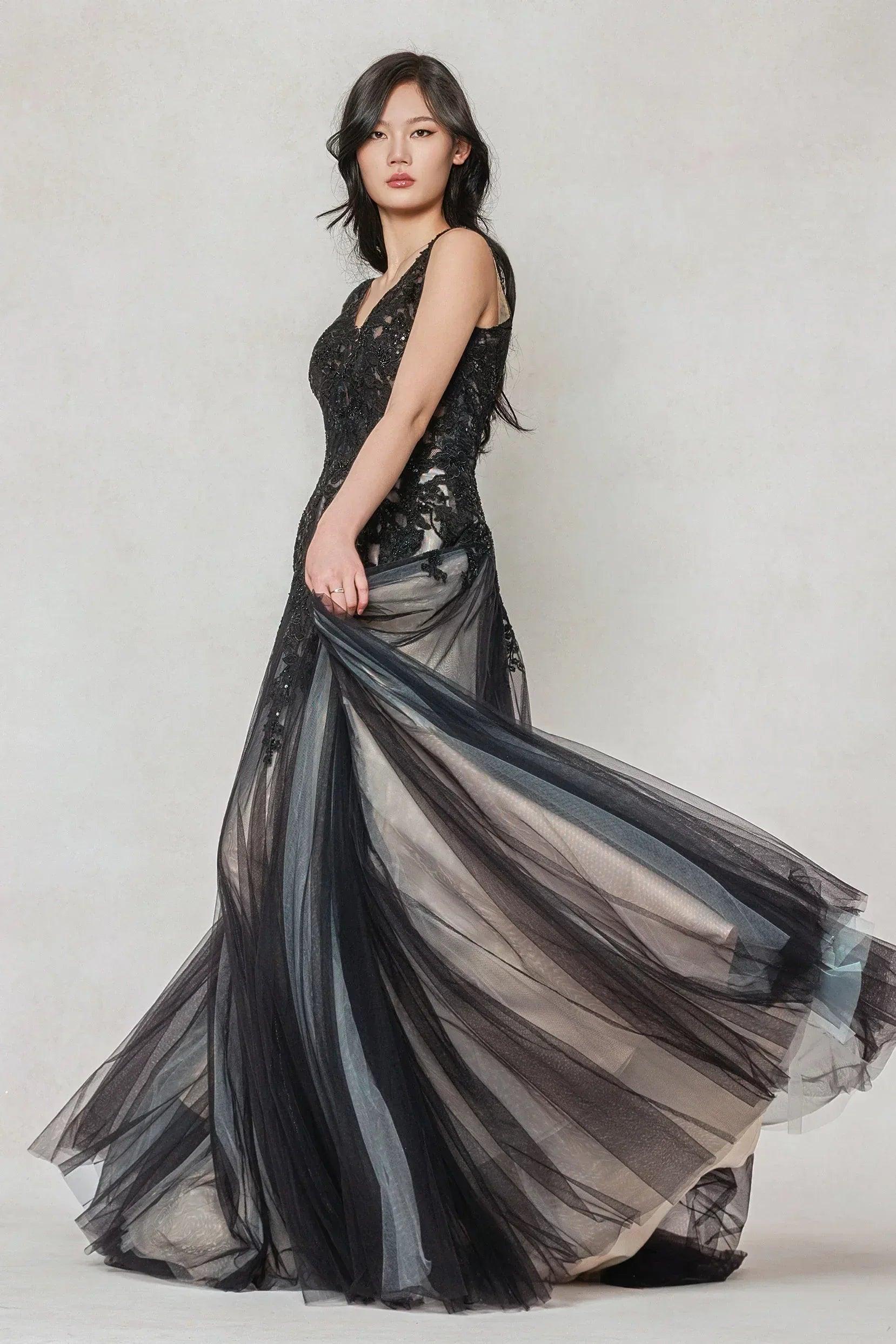 A-Line Sweep-Brush Train Tulle Wedding Dress CW3608
