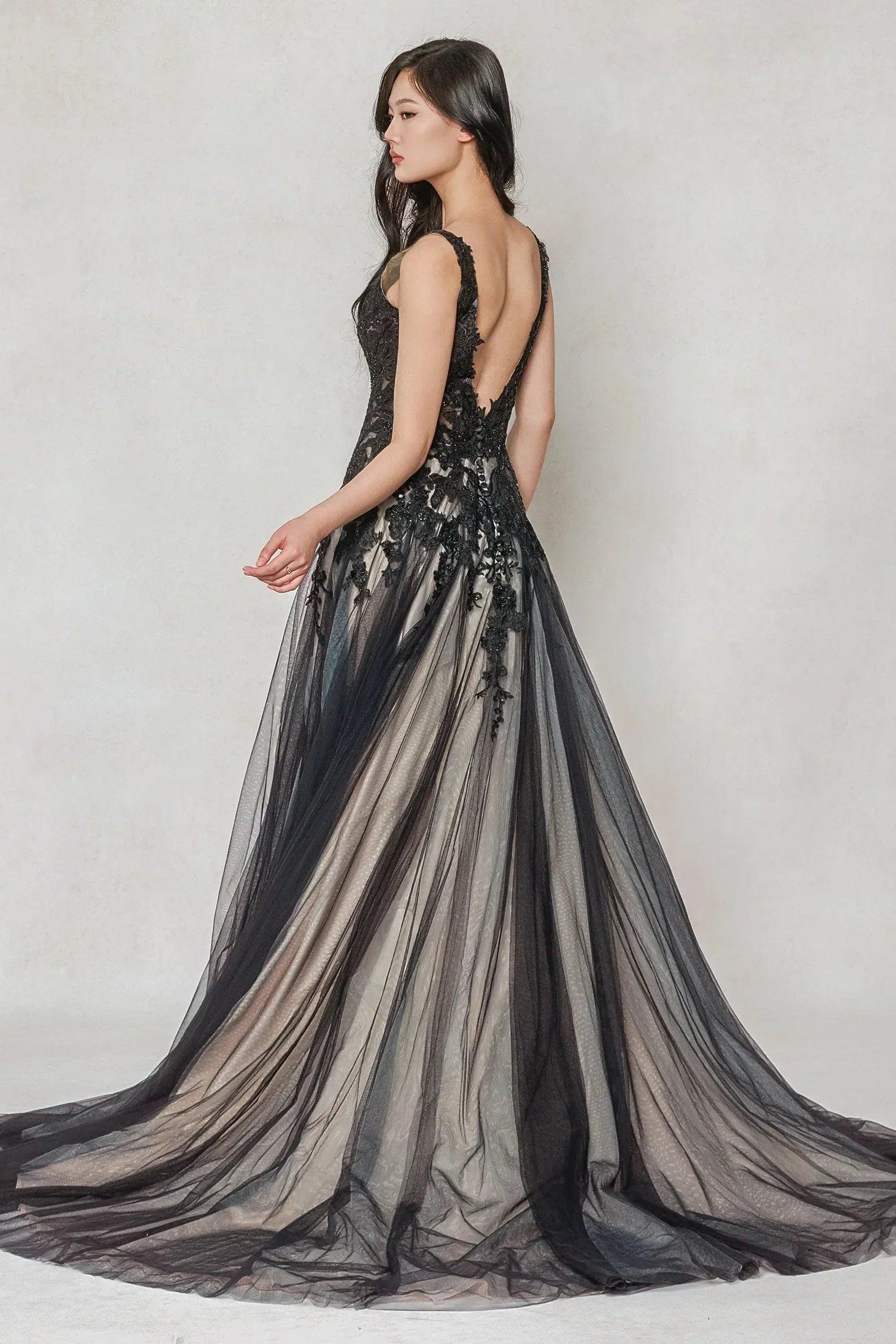 A-Line Sweep-Brush Train Tulle Wedding Dress CW3608