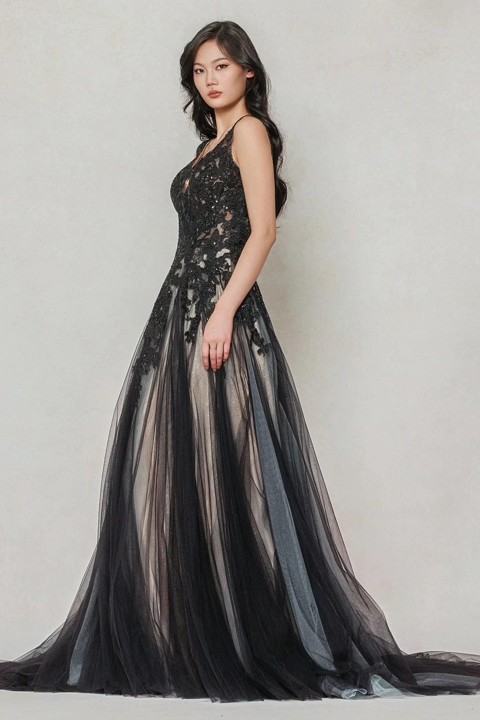 A-Line Sweep-Brush Train Tulle Wedding Dress CW3608