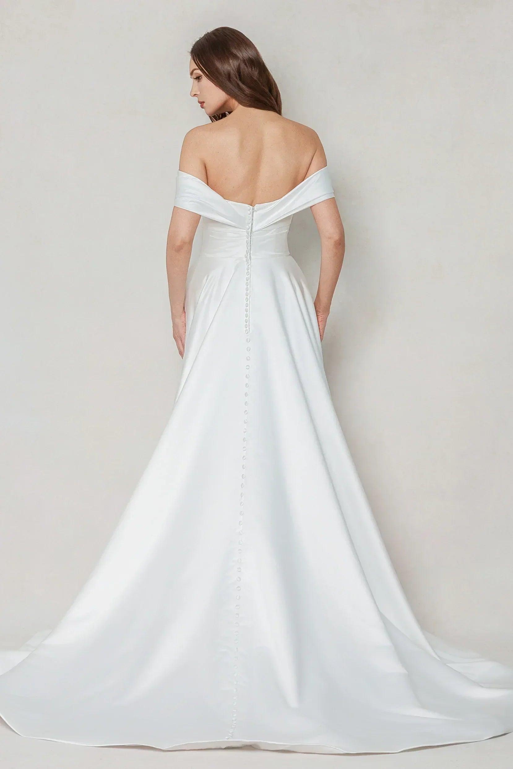A-Line Court Train Satin Wedding Dress CW3609