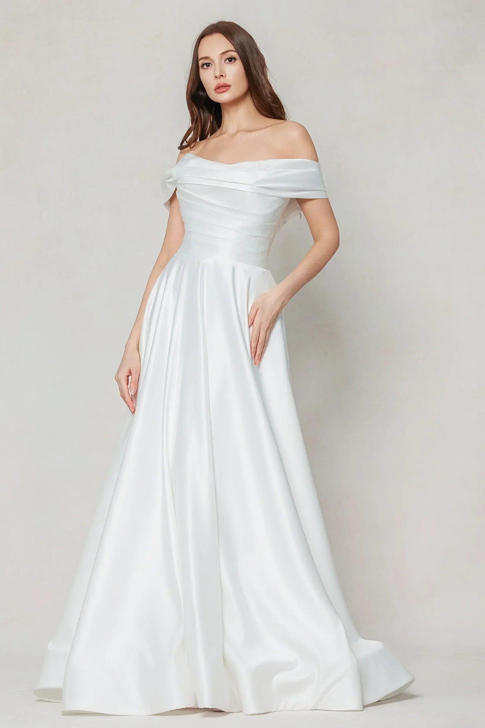 A-Line Court Train Satin Wedding Dress CW3609