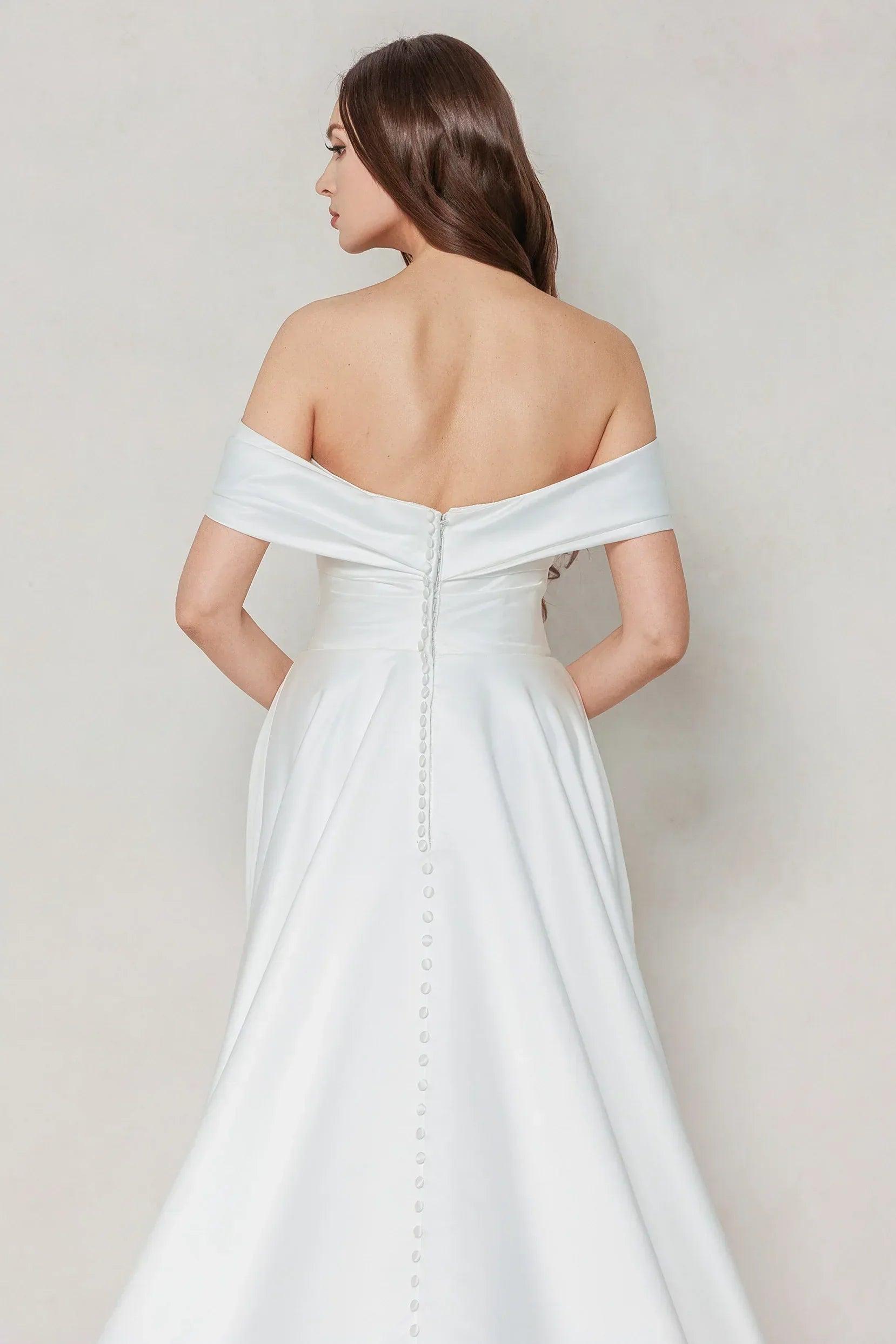A-Line Court Train Satin Wedding Dress CW3609