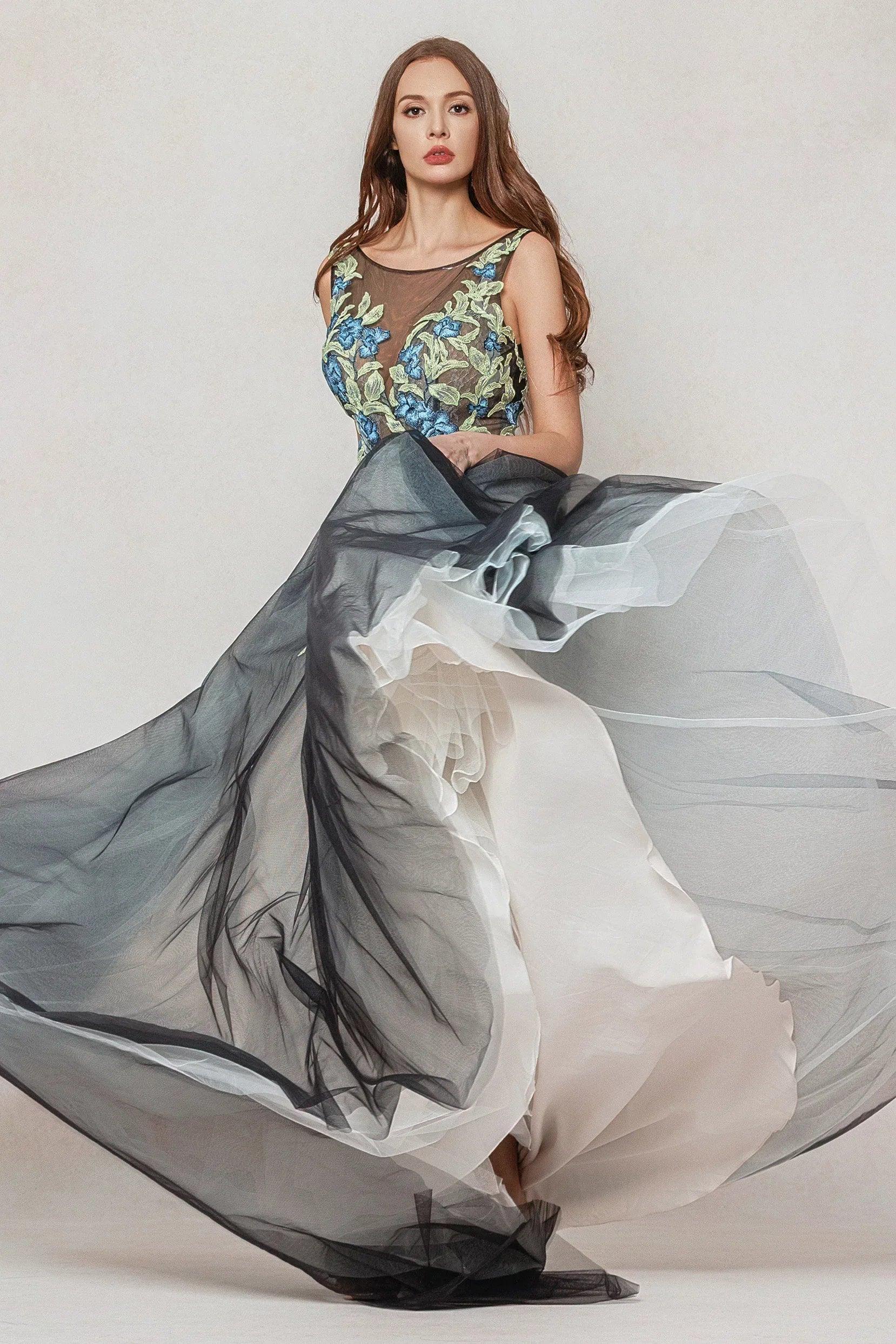 A-Line Sweep-Brush Train Tulle Wedding Dress CW3611