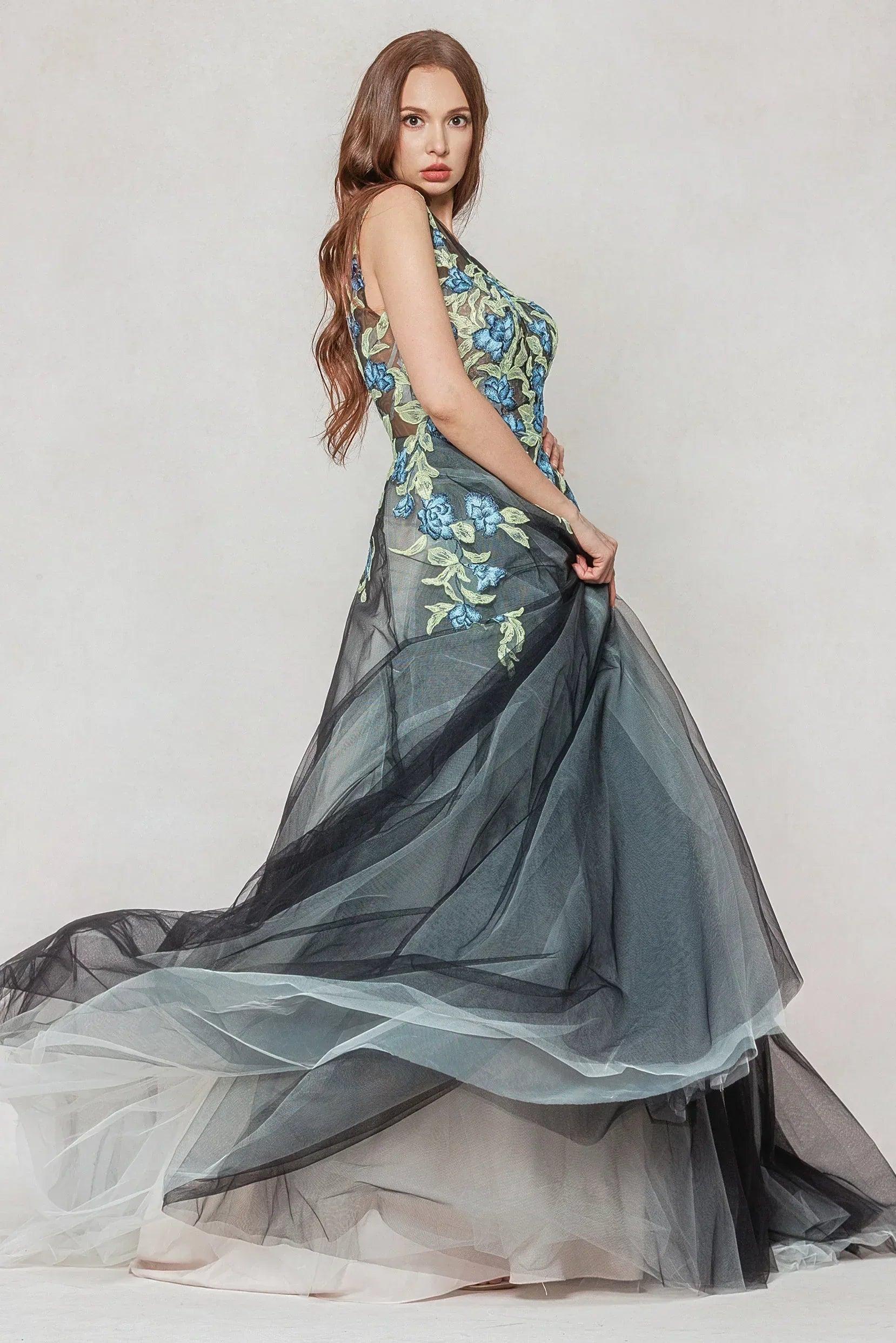 A-Line Sweep-Brush Train Tulle Wedding Dress CW3611