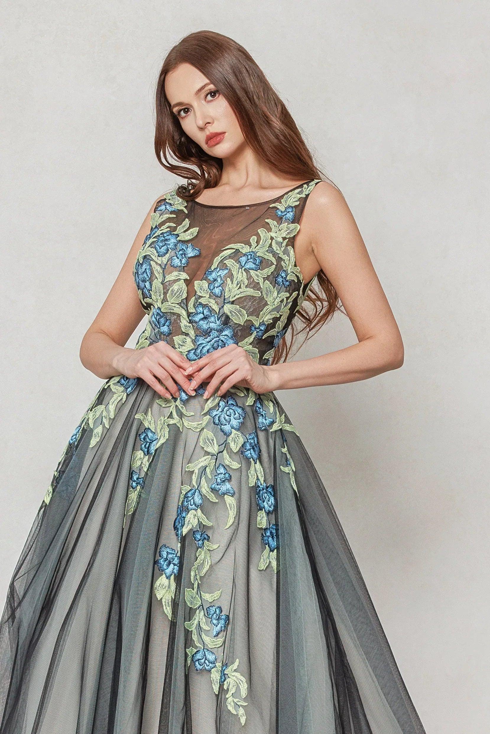 A-Line Sweep-Brush Train Tulle Wedding Dress CW3611
