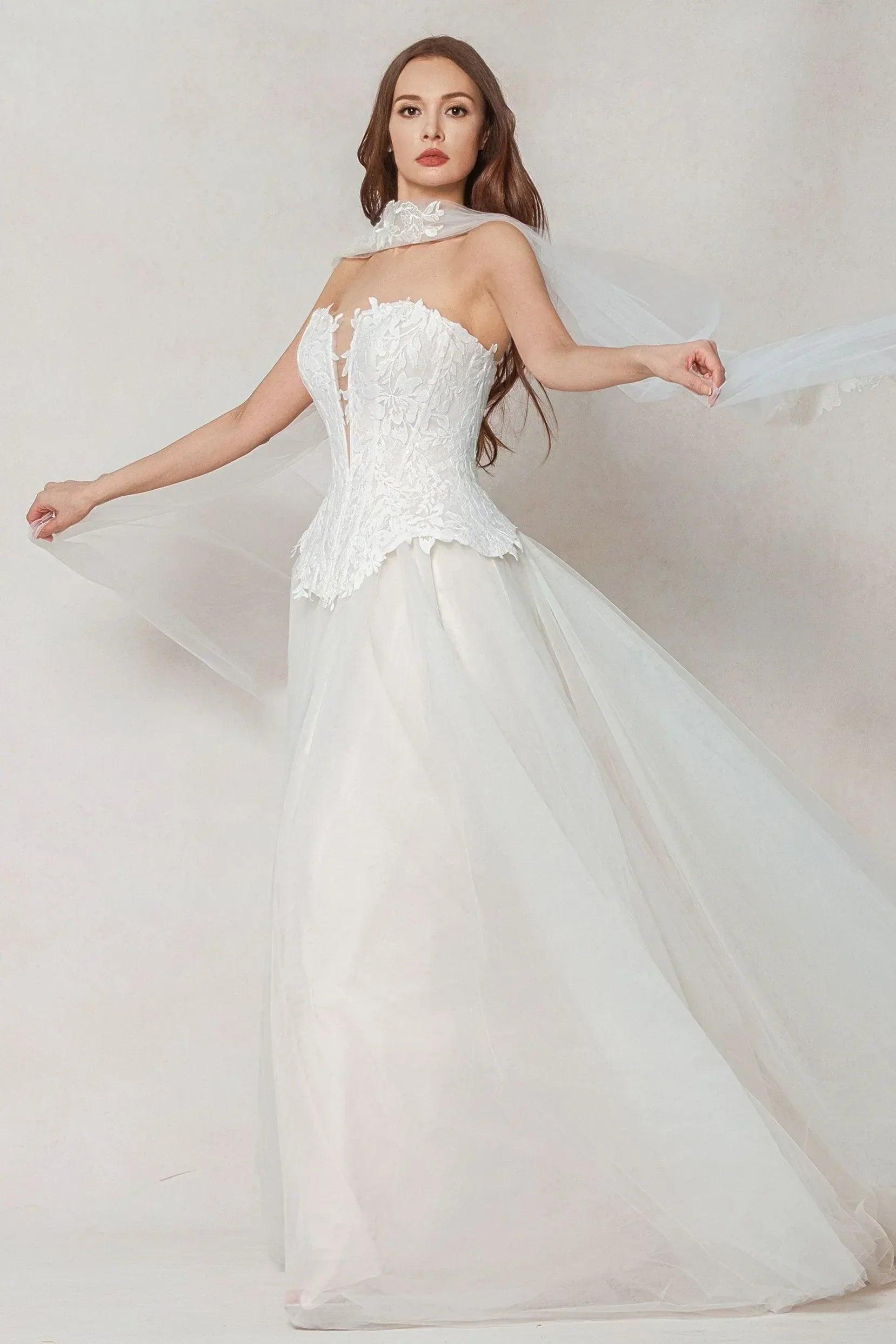 A-Line Court Train Tulle Wedding Dress CW3613