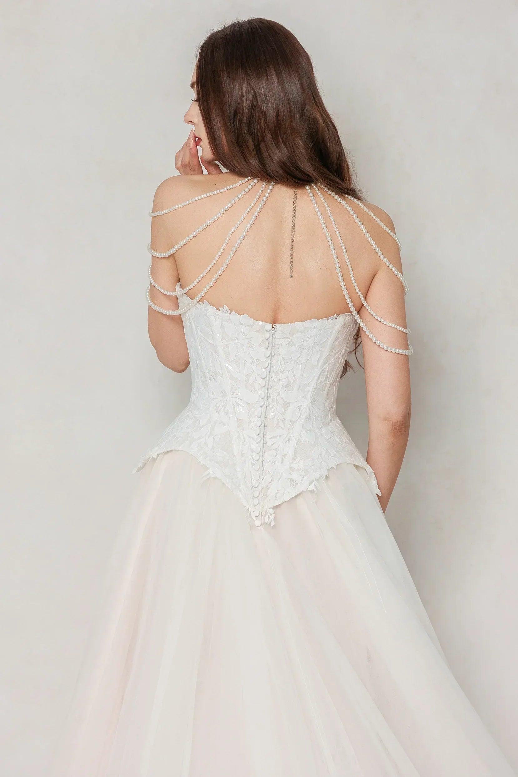 A-Line Court Train Tulle Wedding Dress CW3613