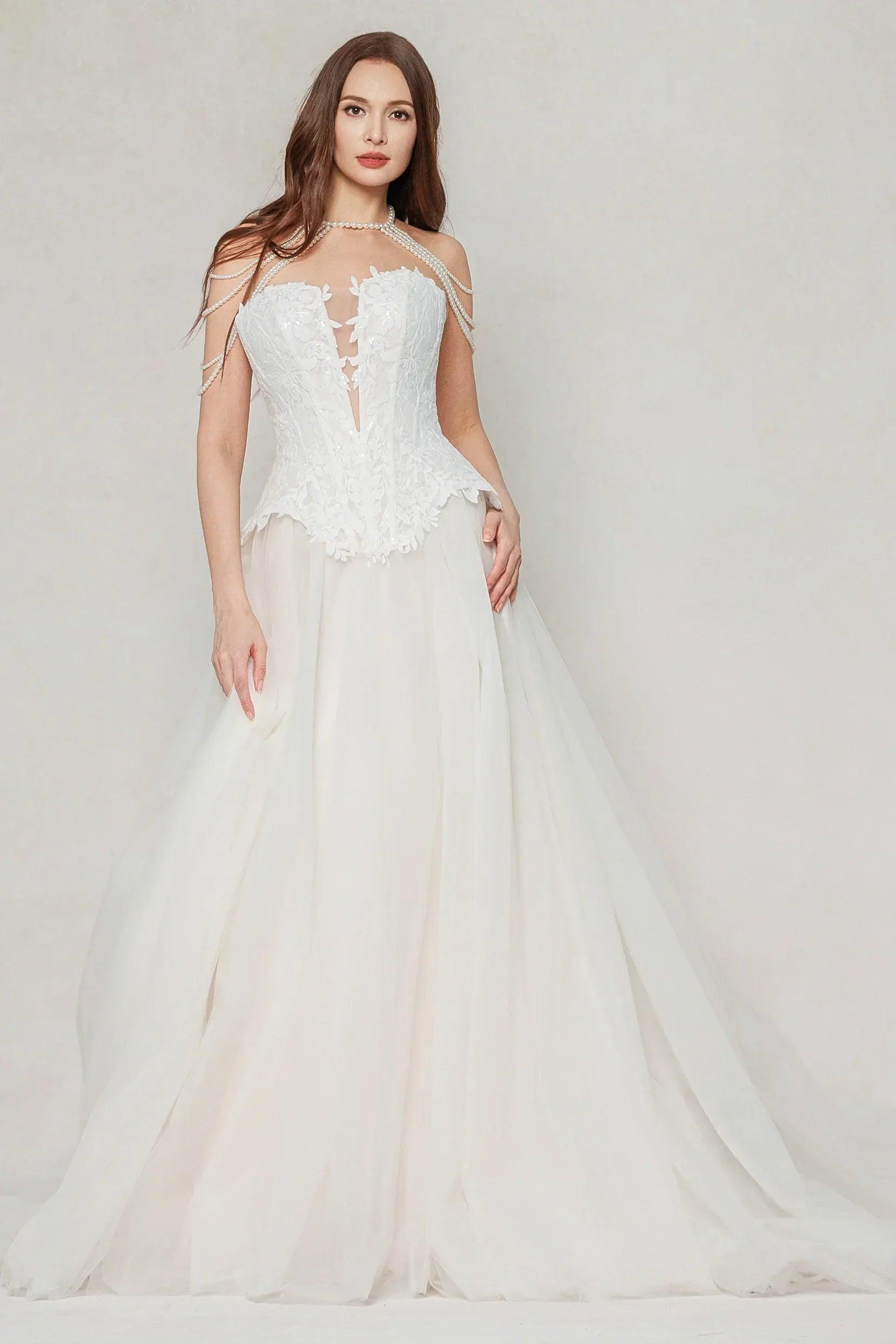A-Line Court Train Tulle Wedding Dress CW3613