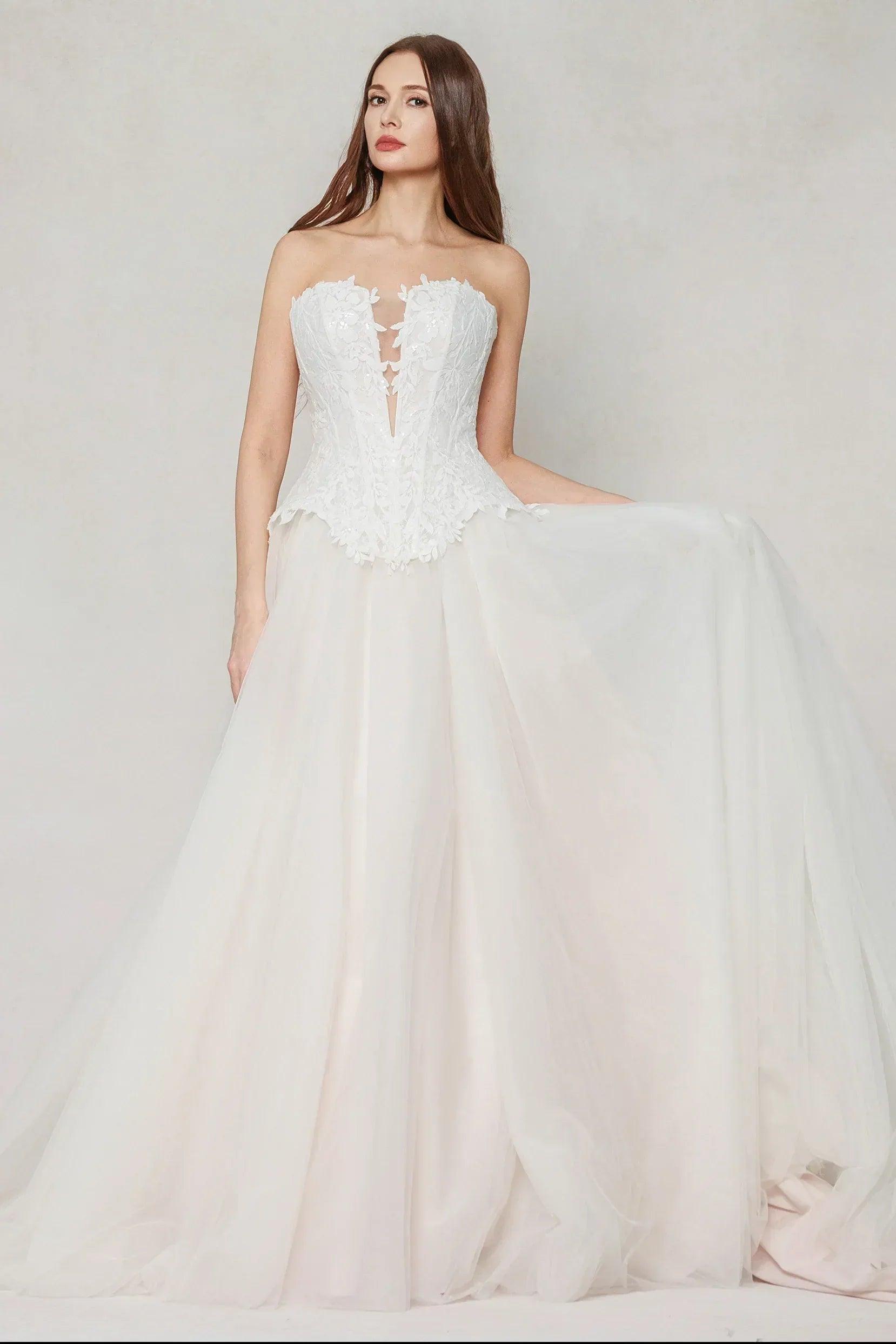A-Line Court Train Tulle Wedding Dress CW3613