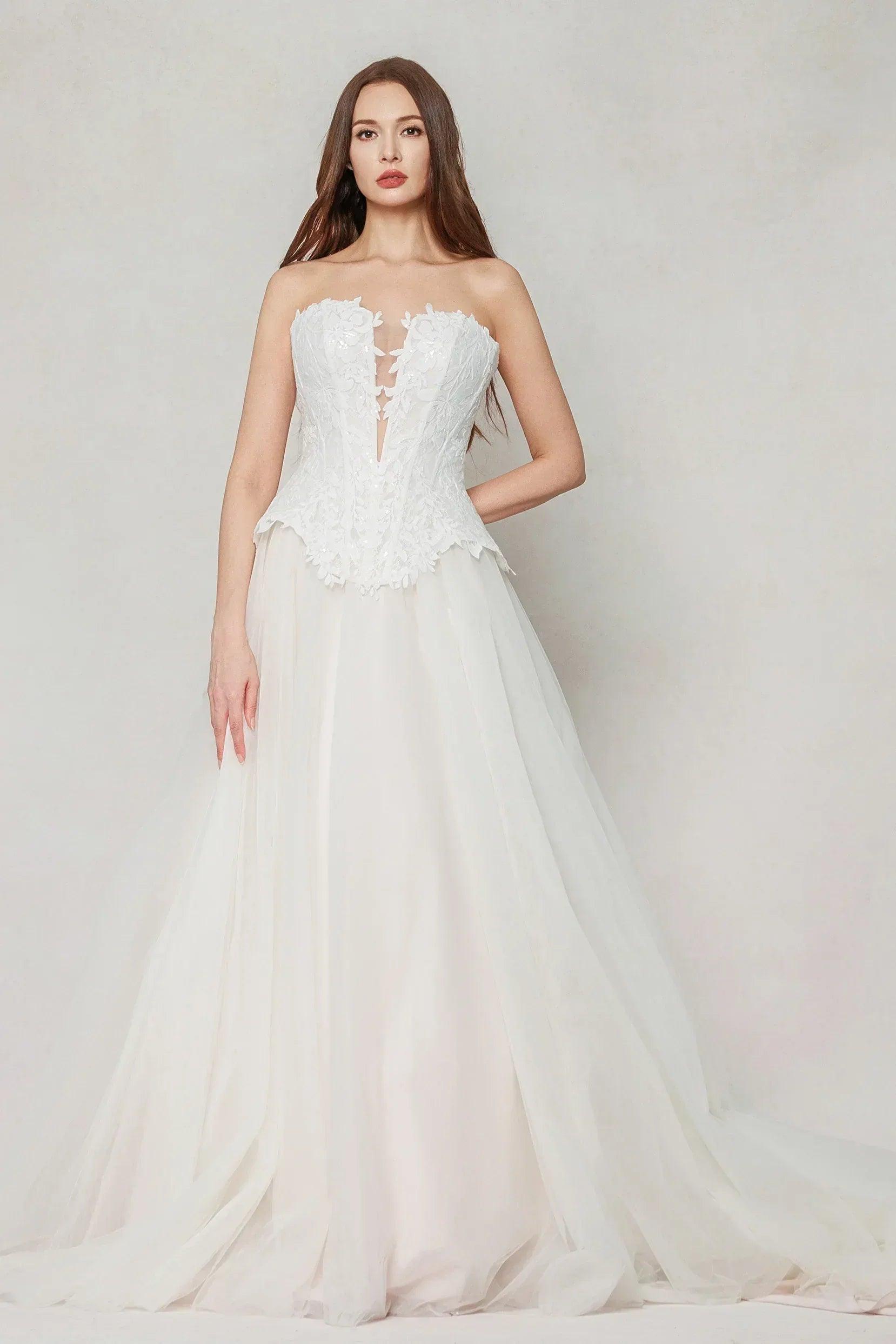 A-Line Court Train Tulle Wedding Dress CW3613