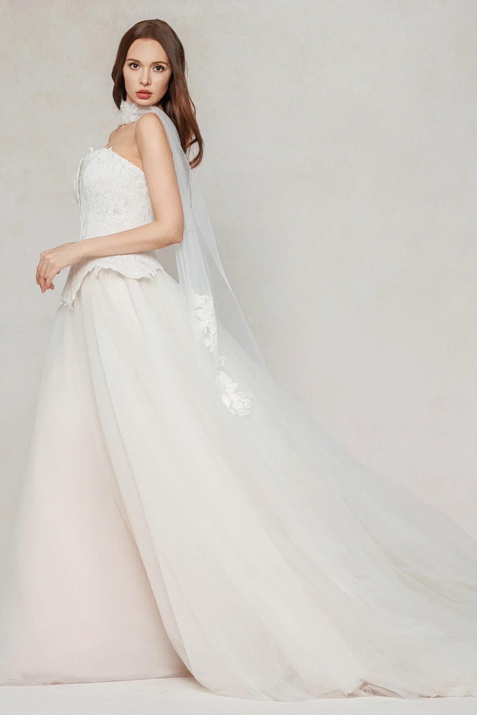 A-Line Court Train Tulle Wedding Dress CW3613