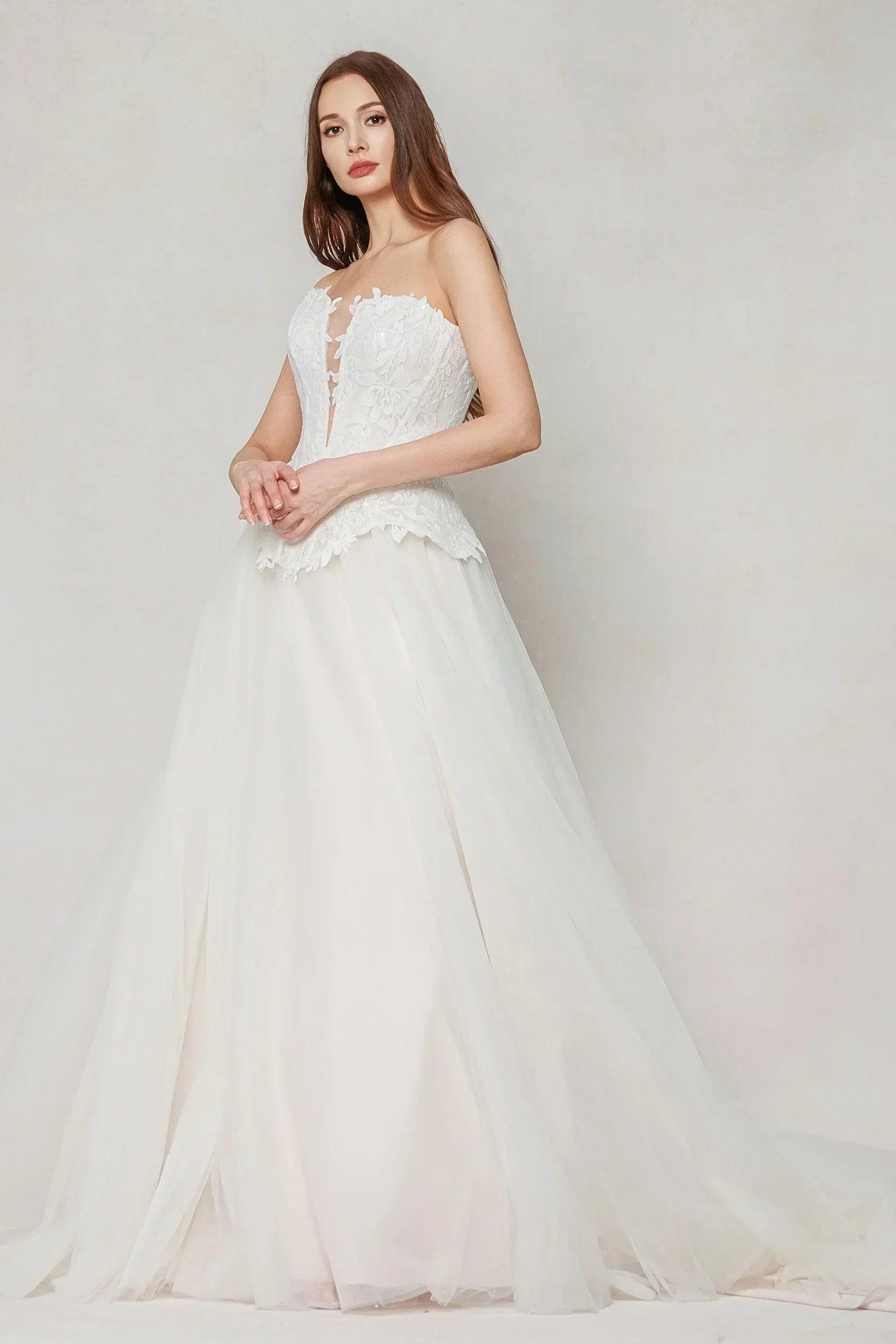 A-Line Court Train Tulle Wedding Dress CW3613