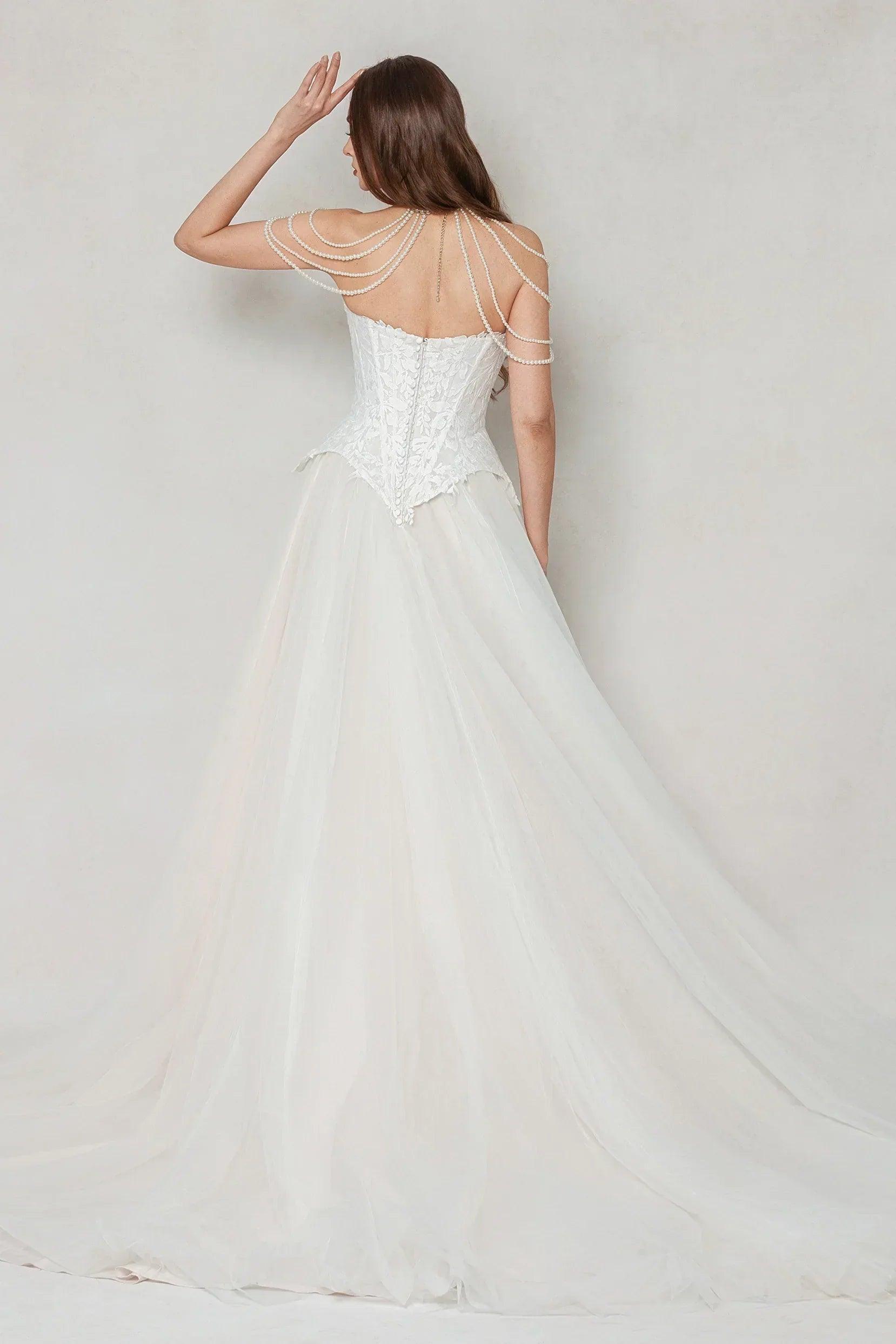 A-Line Court Train Tulle Wedding Dress CW3613