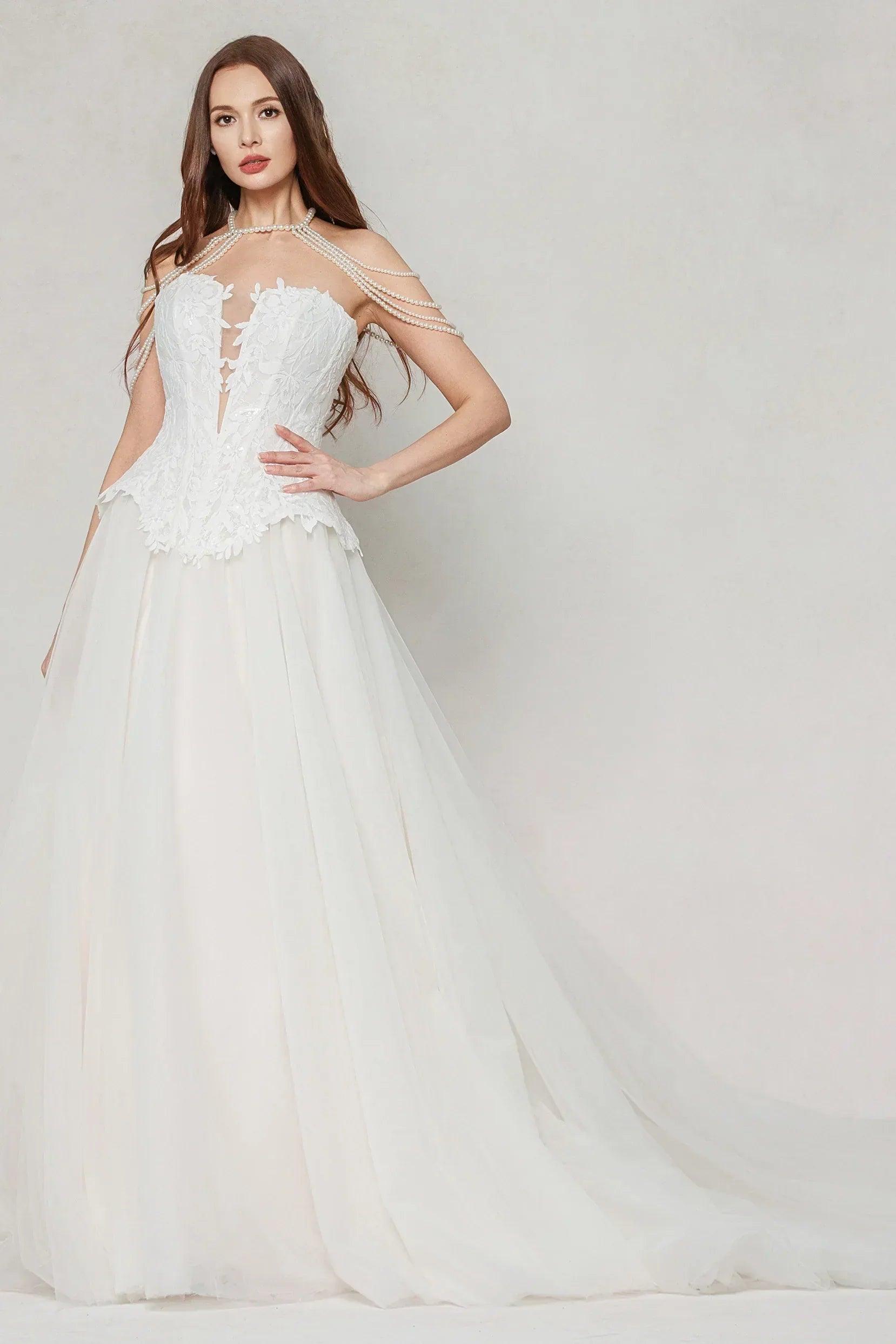 A-Line Court Train Tulle Wedding Dress CW3613